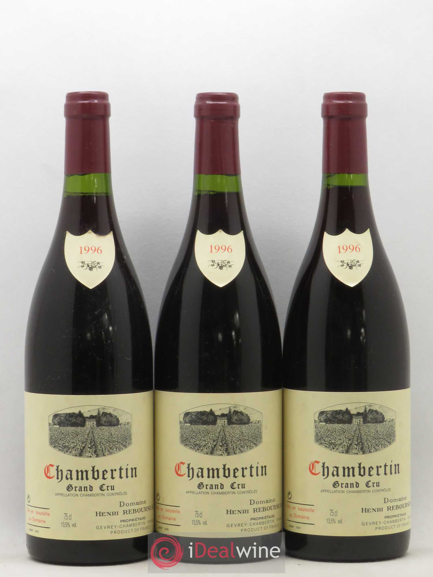 Chambertin Grand Cru Henri Rebourseau 1996 - Lot de 3 bouteilles - 0