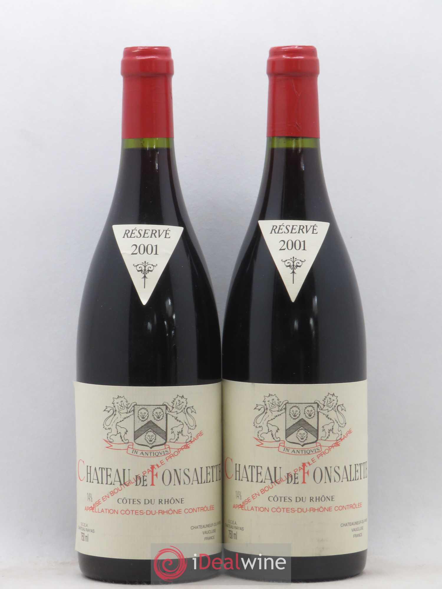 Côtes-du-Rhône Château de Fonsalette Emmanuel Reynaud 2001 - Lot de 2 bouteilles - 0