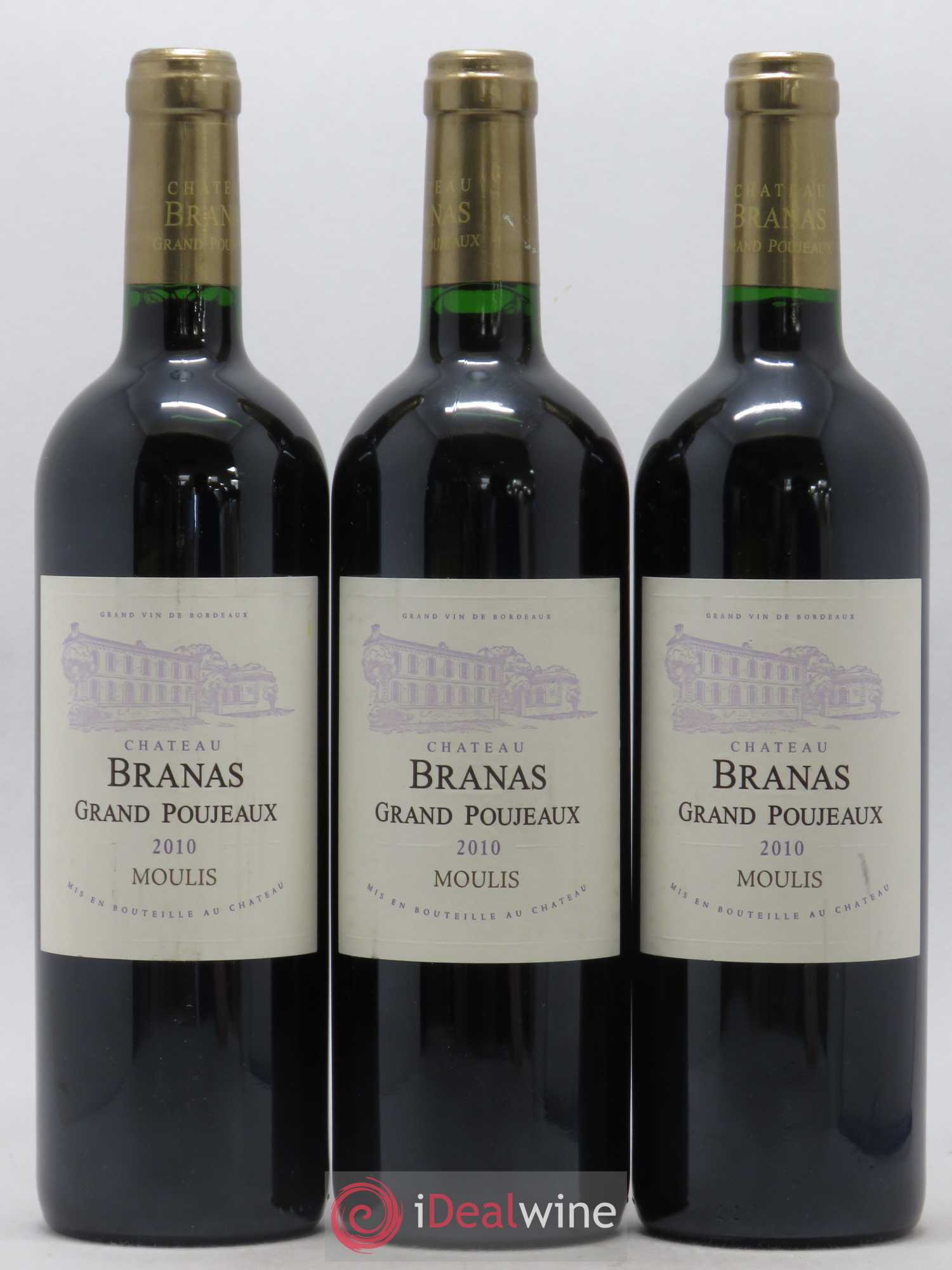 Château Branas Grand Poujeaux Cru Bourgeois 2010 - Lot de 3 bouteilles - 0