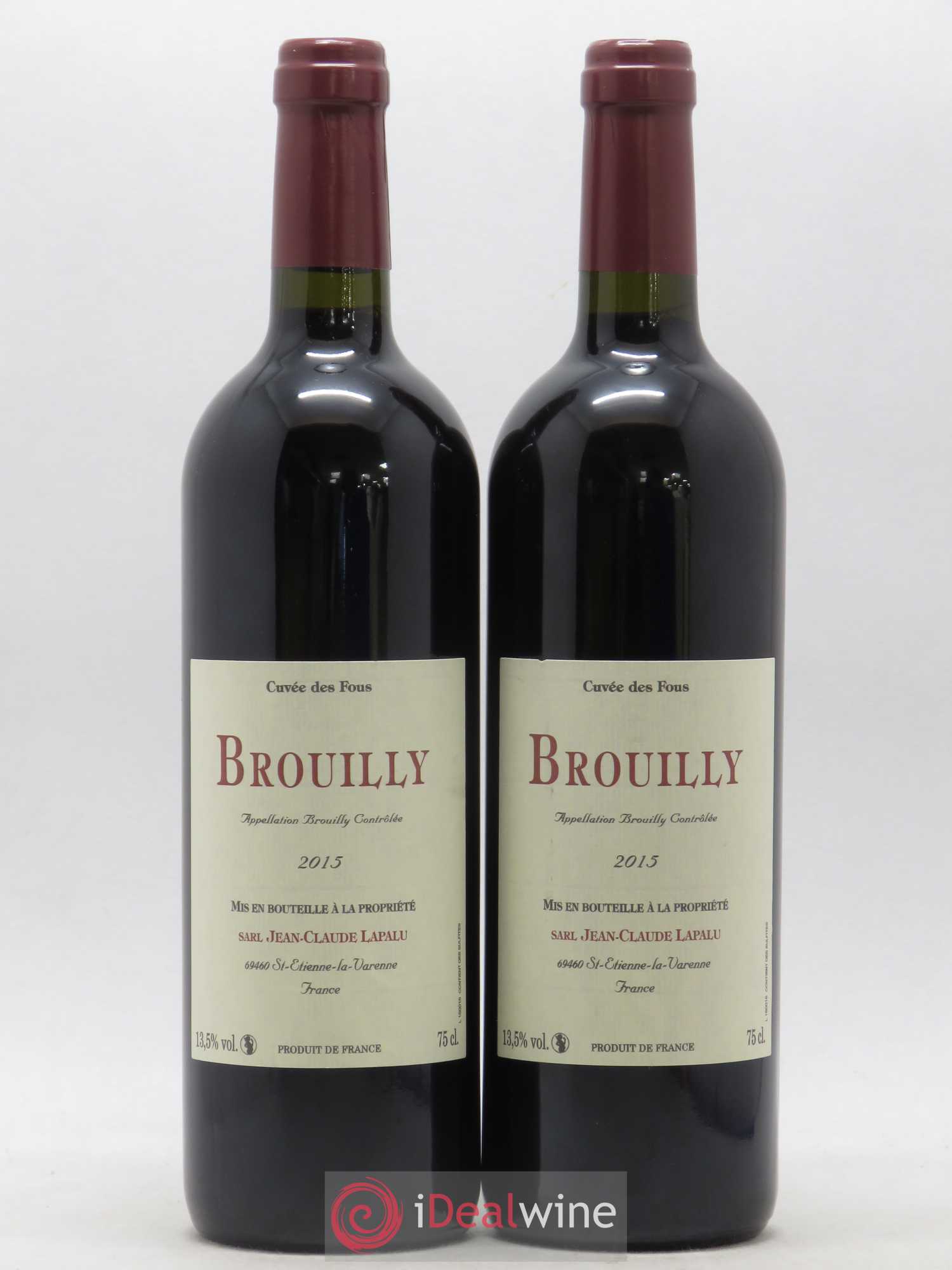 Brouilly Cuvée des Fous Jean-Claude Lapalu 2015 - Lot de 2 bouteilles - 0