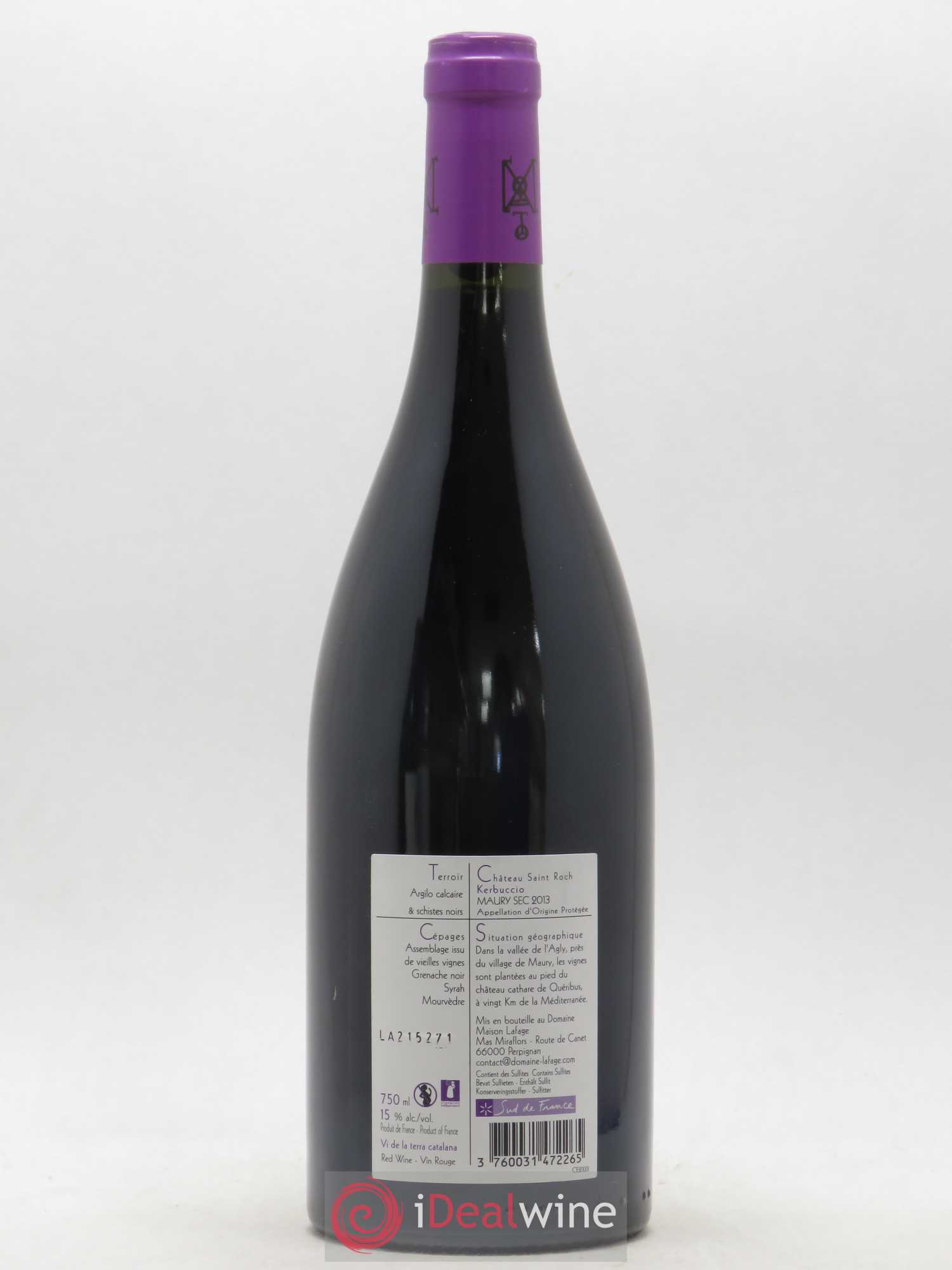 Maury Sec Château Saint Roch Kerbuccio Domaine Lafage (sans prix de réserve) 2013 - Lot de 1 bouteille - 1