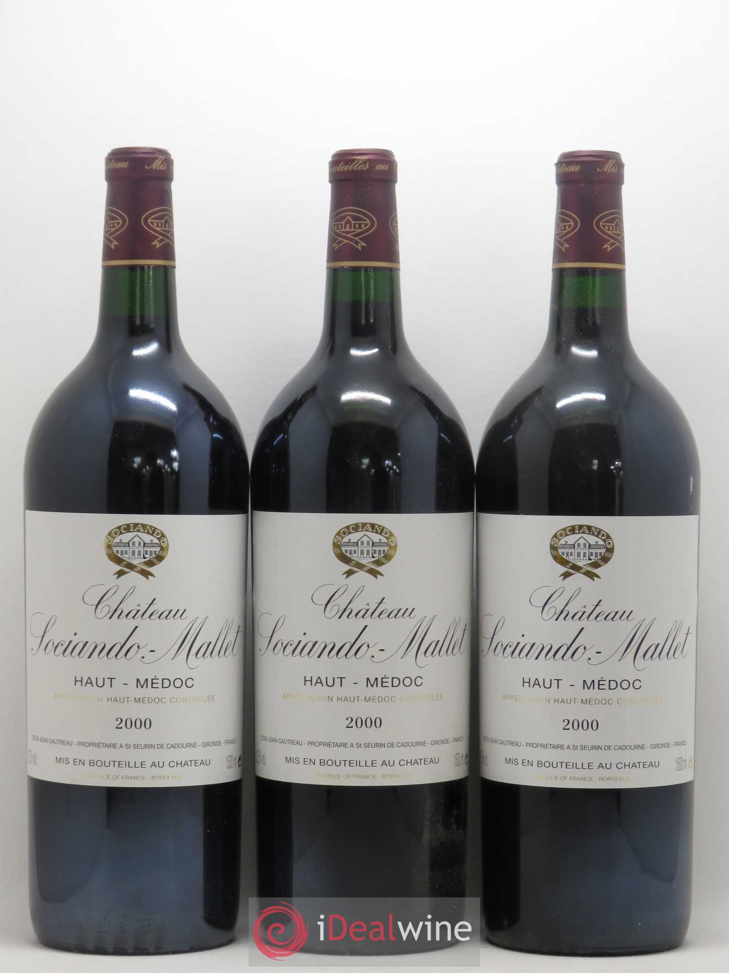 Château Sociando Mallet 2000 - Lot de 3 magnums - 0