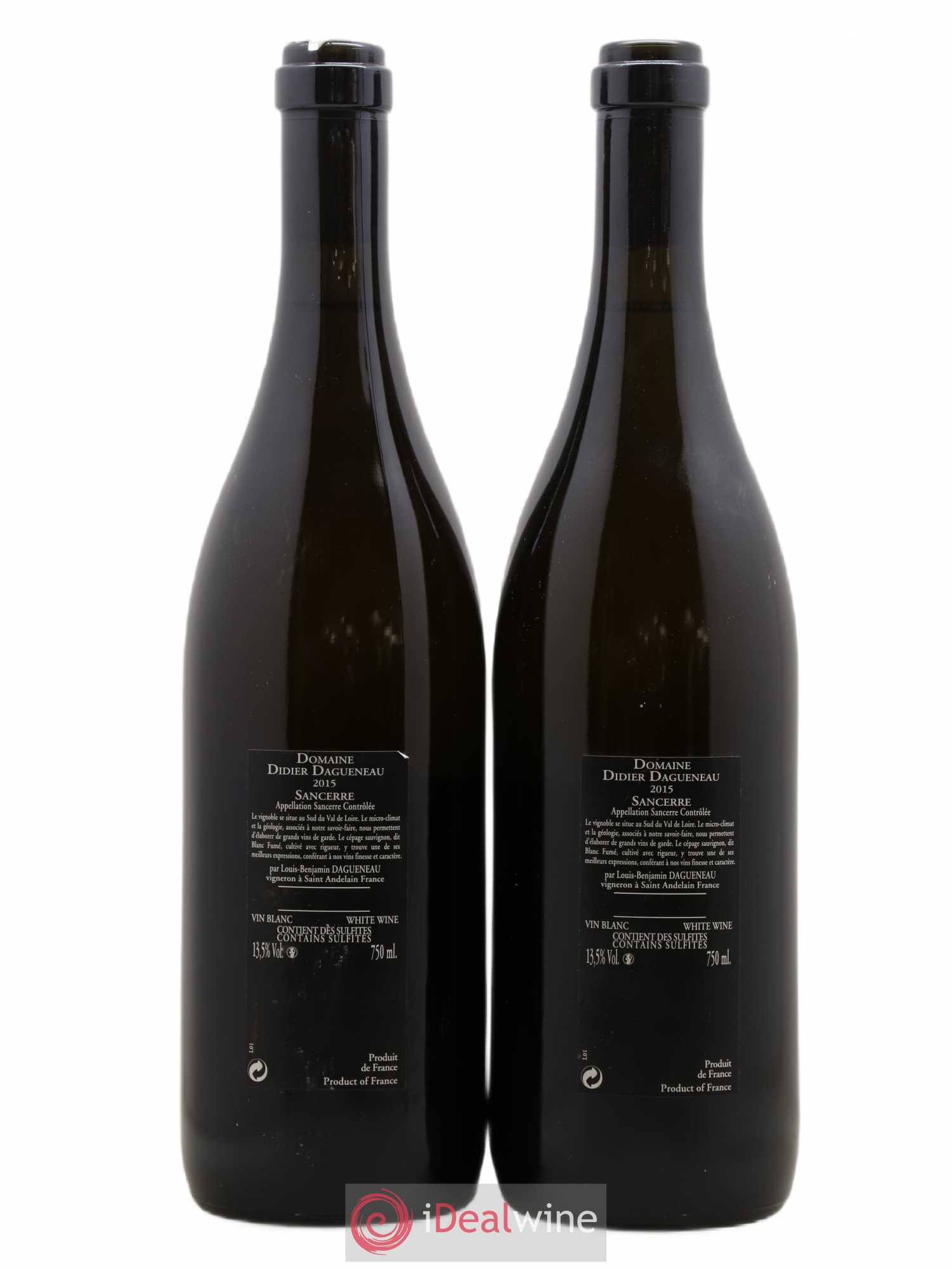 Sancerre Le Mont Damné Chavignol Dagueneau (Domaine Didier - Louis-Benjamin) 2015 - Lot de 2 bouteilles - 1