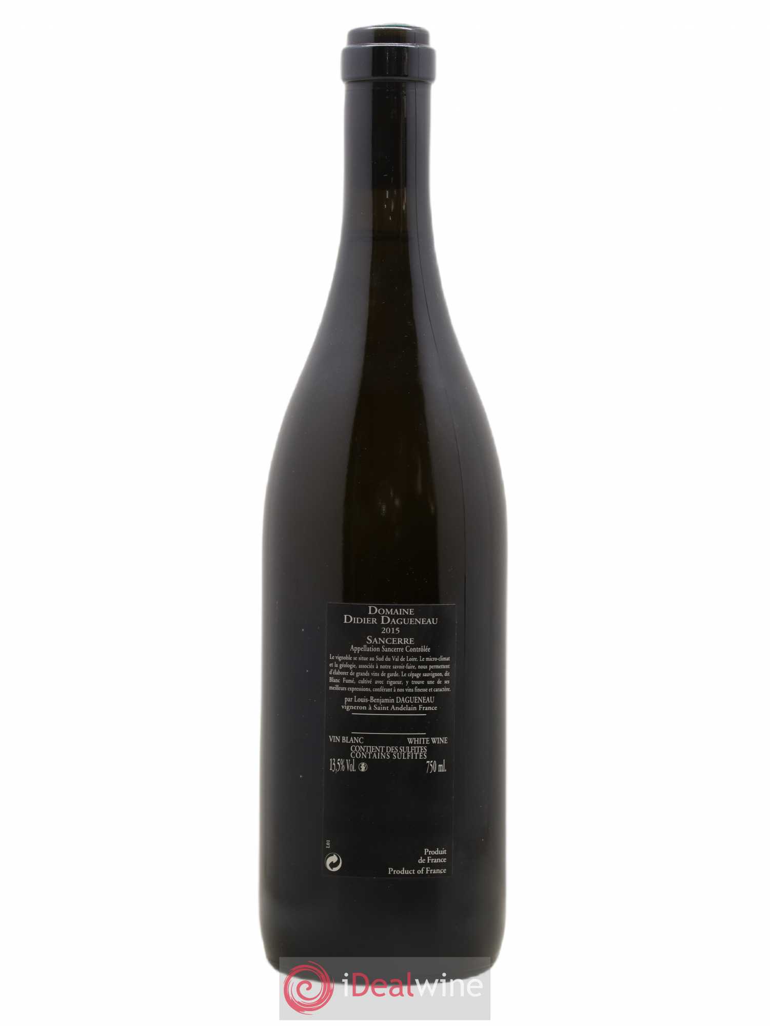 Sancerre Le Mont Damné Chavignol Dagueneau (Domaine Didier - Louis-Benjamin) 2015 - Lot de 1 bouteille - 1