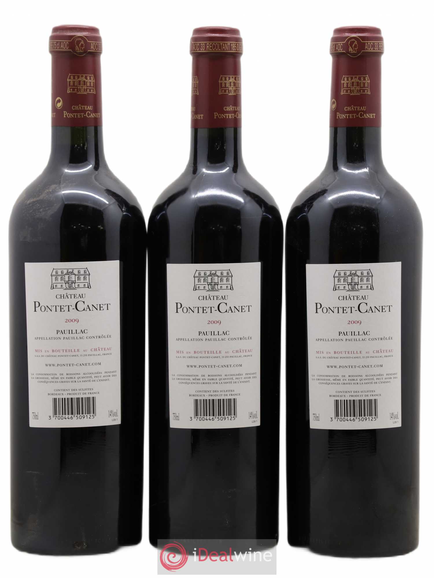 Château Pontet Canet 5ème Grand Cru Classé 2009 - Lot de 3 bouteilles - 1