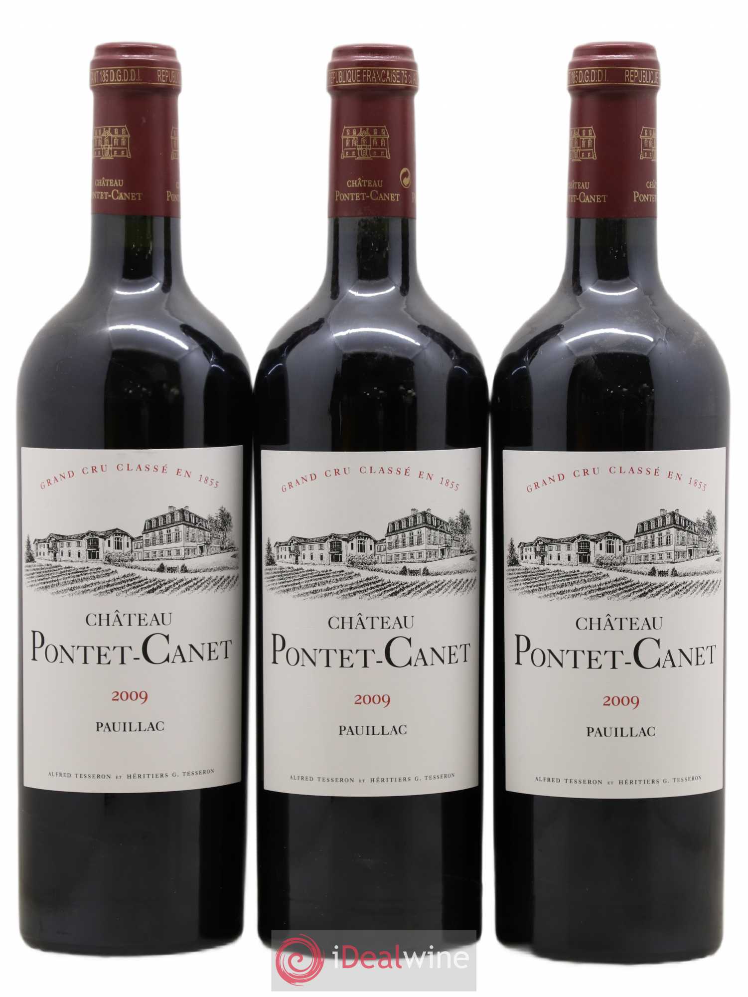 Château Pontet Canet 5ème Grand Cru Classé 2009 - Lot de 3 bouteilles - 0