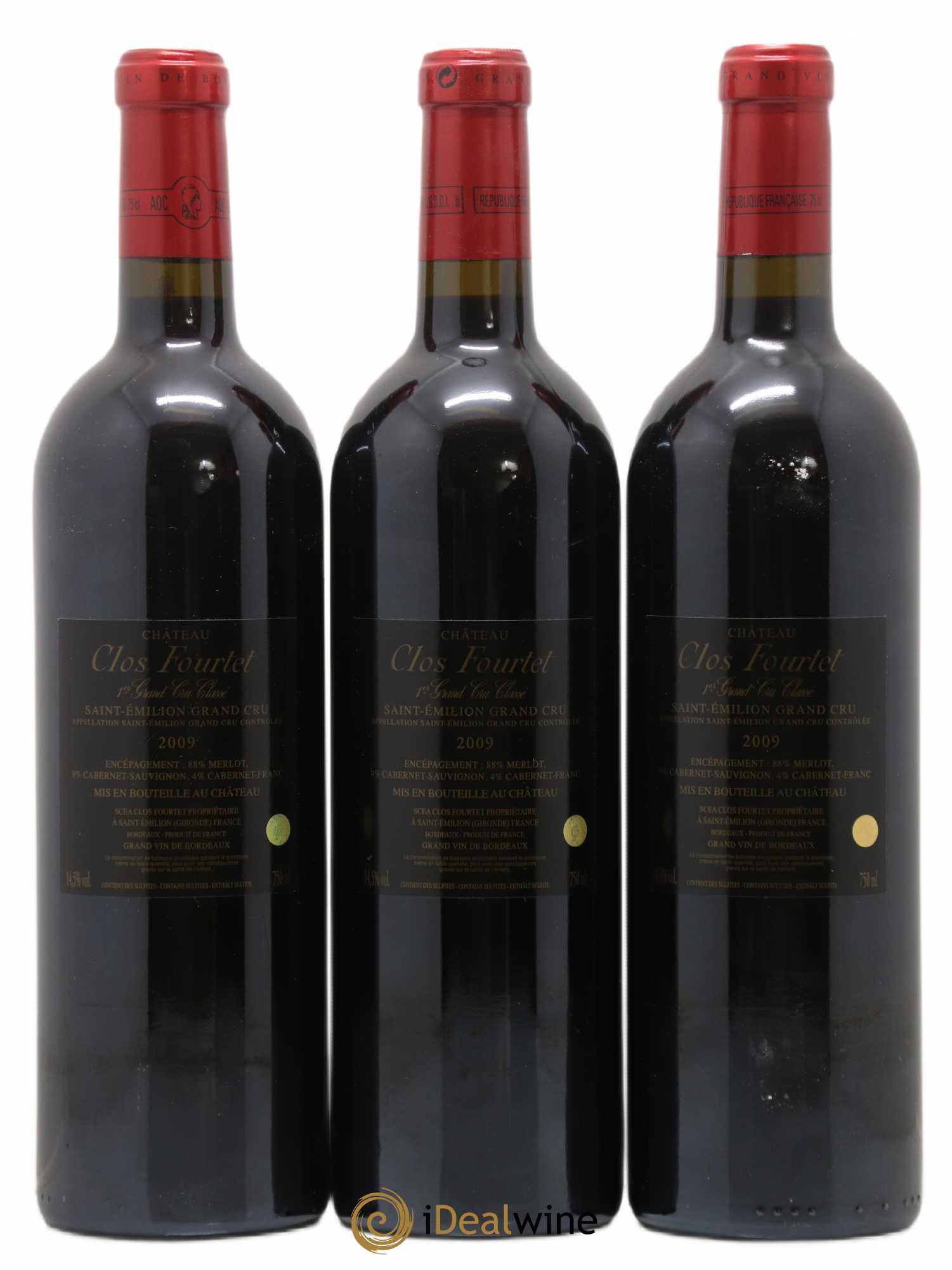 Clos Fourtet 1er Grand Cru Classé B 2009 - Lot de 3 bouteilles - 1