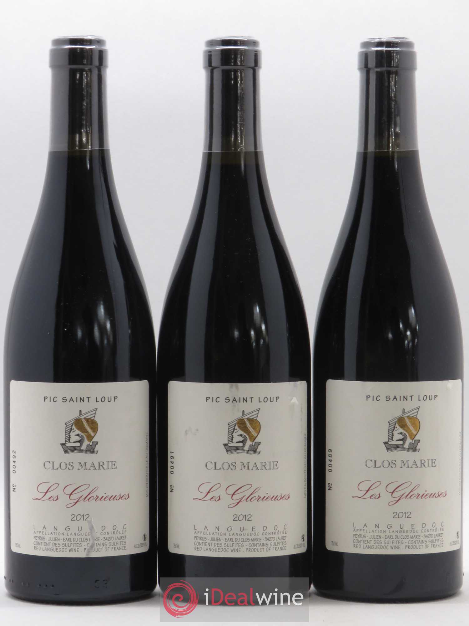 Pic Saint-Loup Clos Marie Les Glorieuses Christophe Peyrus et Françoise Julien 2012 - Lot de 3 bouteilles - 0