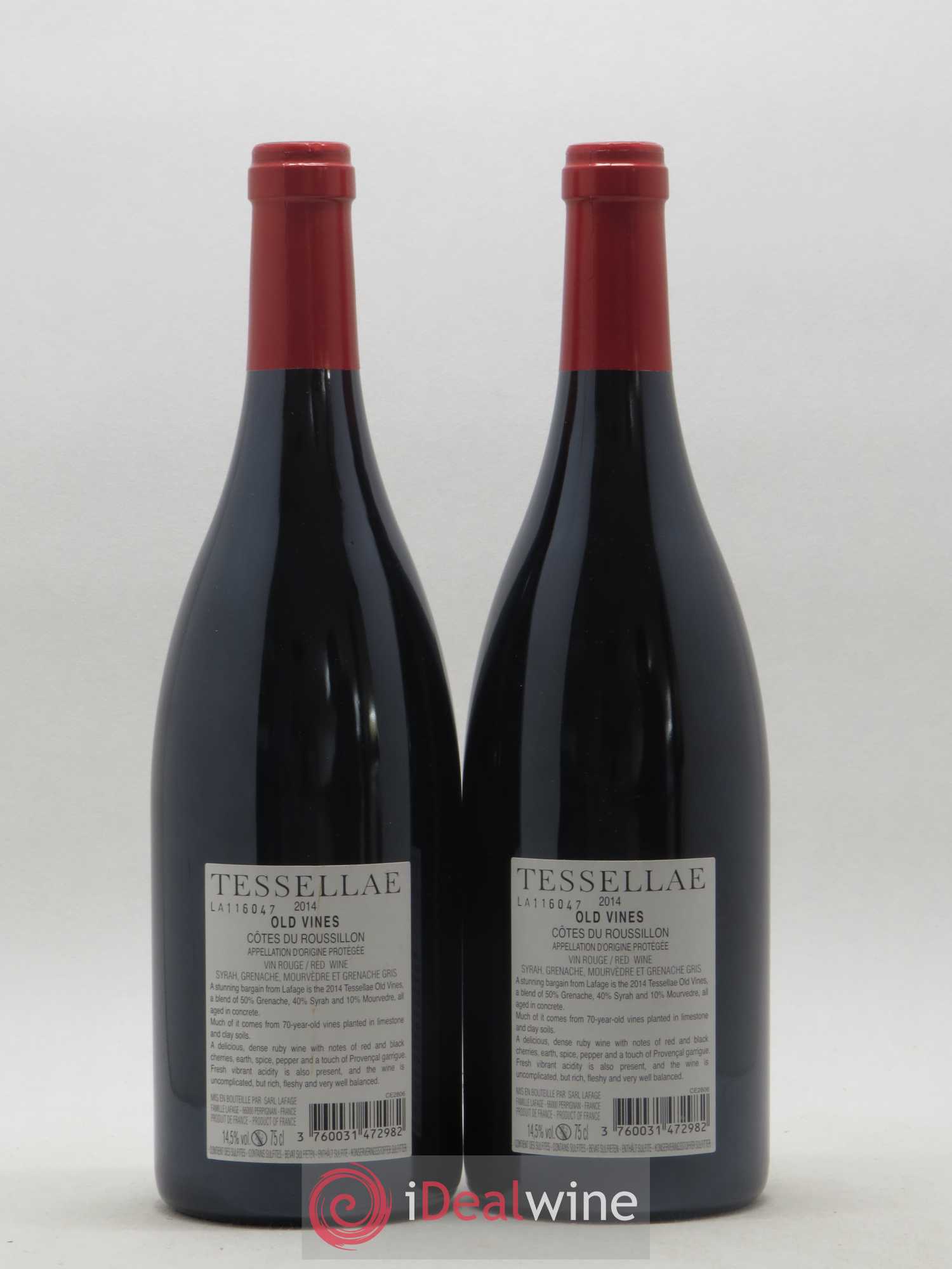Côtes du Roussillon Grenache Syrah Mourvedre Tessellae Lafage (sans prix de réserve) 2014 - Posten von 2 Flaschen - 1