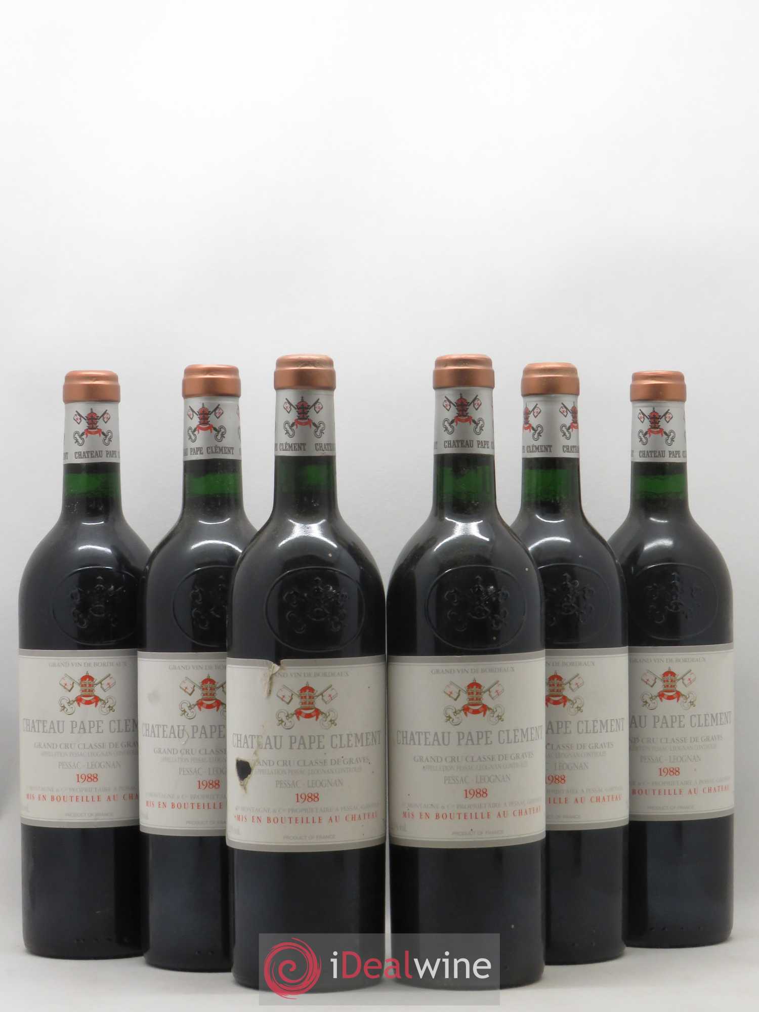 Château Pape Clément Cru Classé de Graves 1988 - Lot de 6 bouteilles - 0