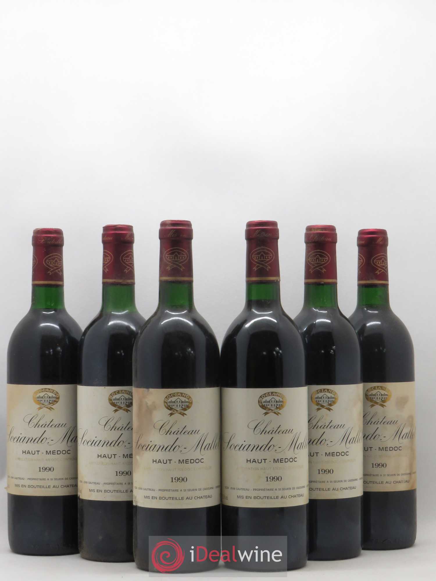 Château Sociando Mallet 1990 - Lot de 6 bouteilles - 0