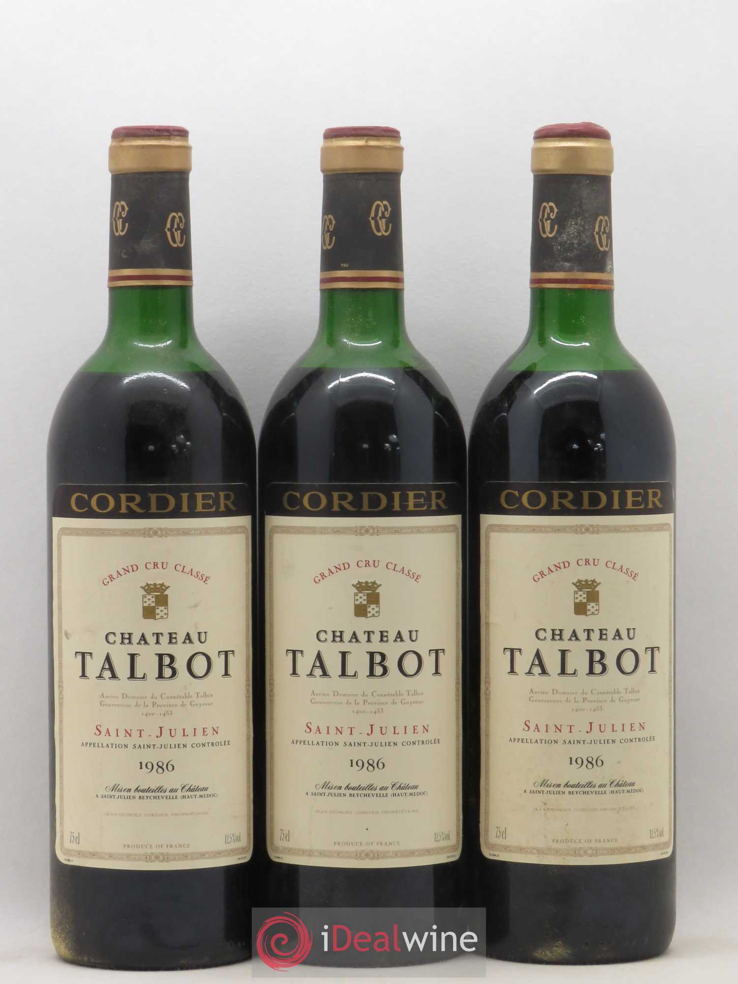 Château Talbot 4ème Grand Cru Classé 1986 - Lot de 3 bouteilles - 0