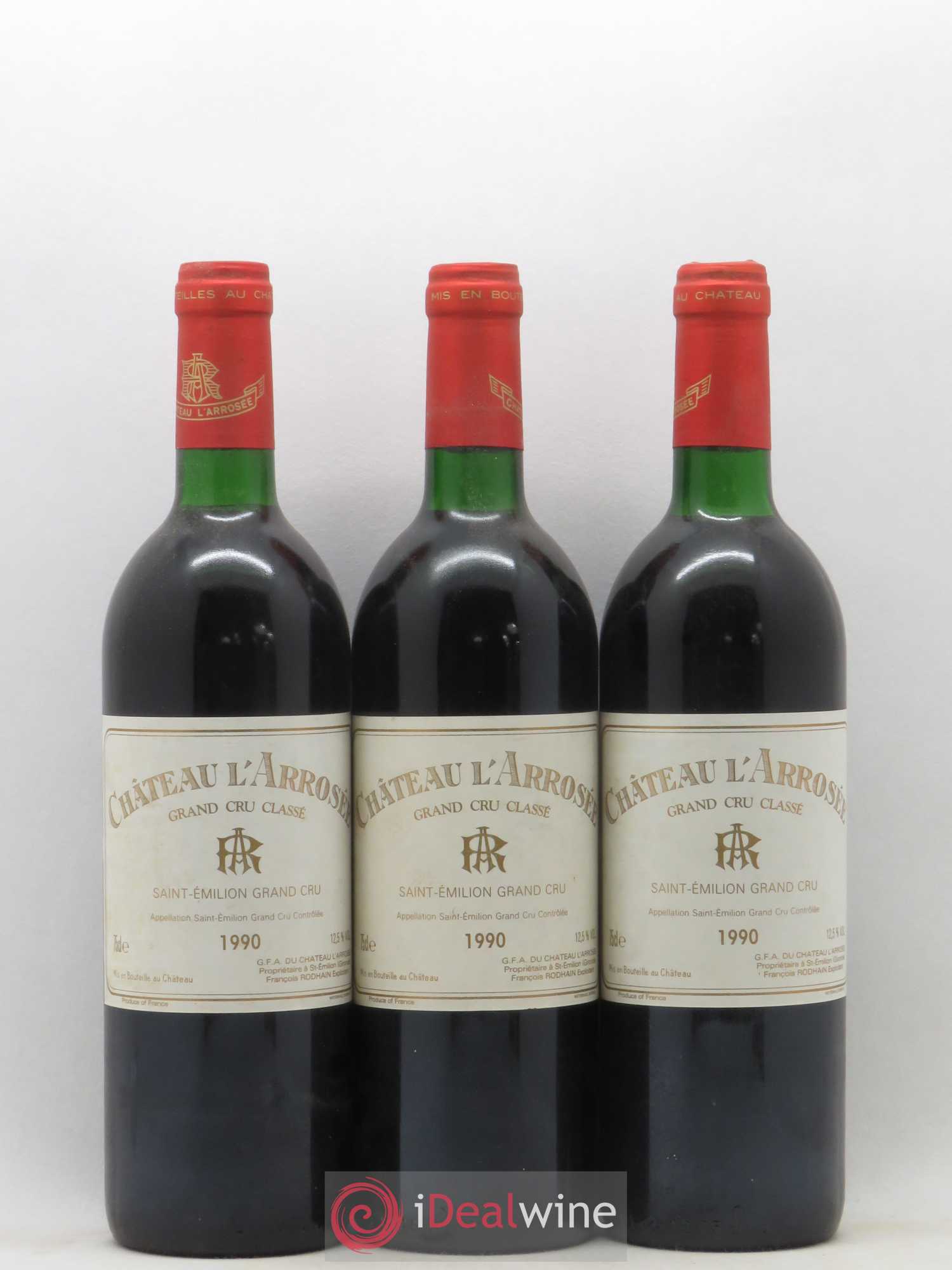 Château l' Arrosée Grand Cru Classé 1990 - Lot de 6 bouteilles - 1