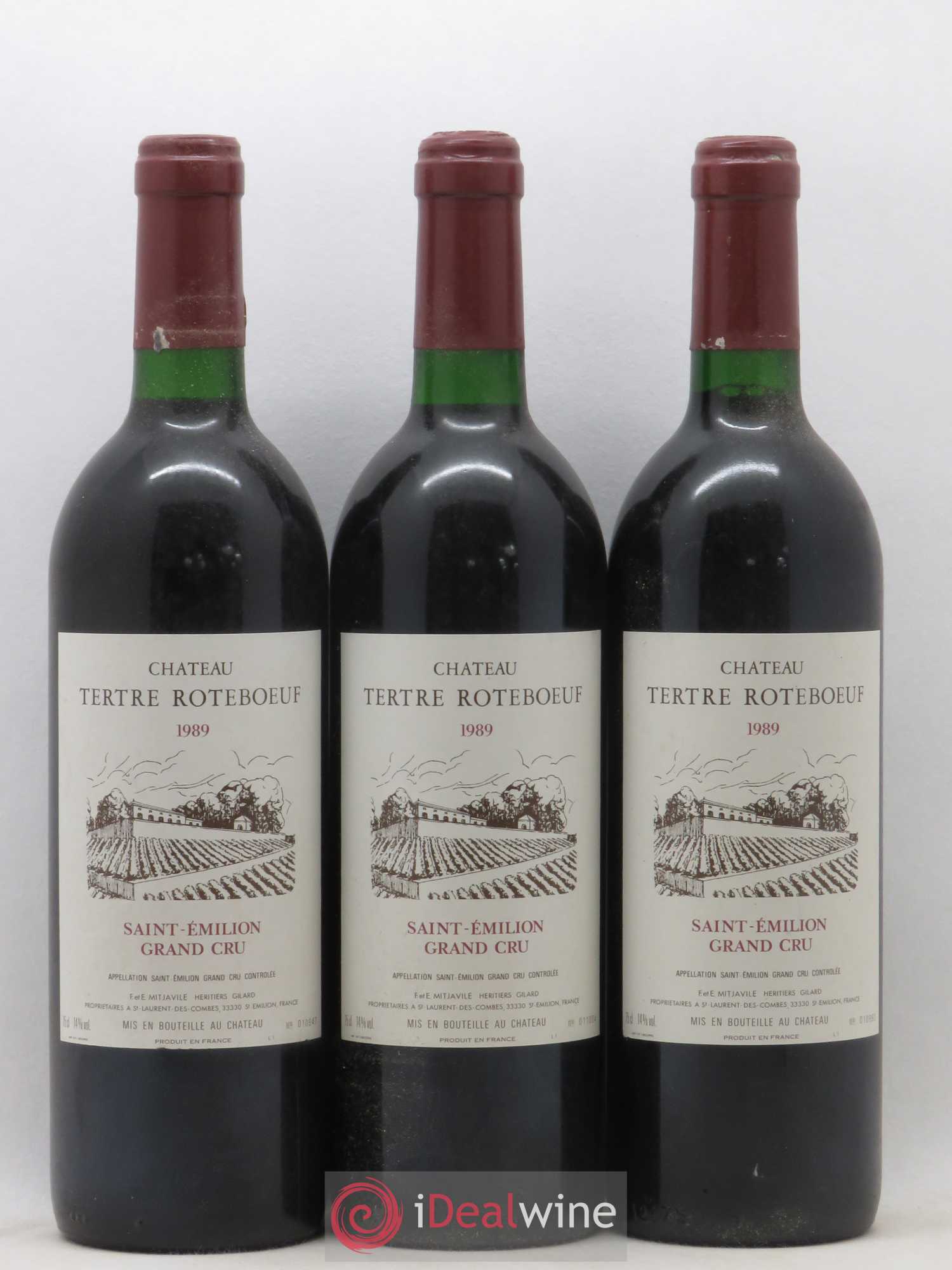 Château Tertre Roteboeuf 1989 - Lot de 3 bouteilles - 0