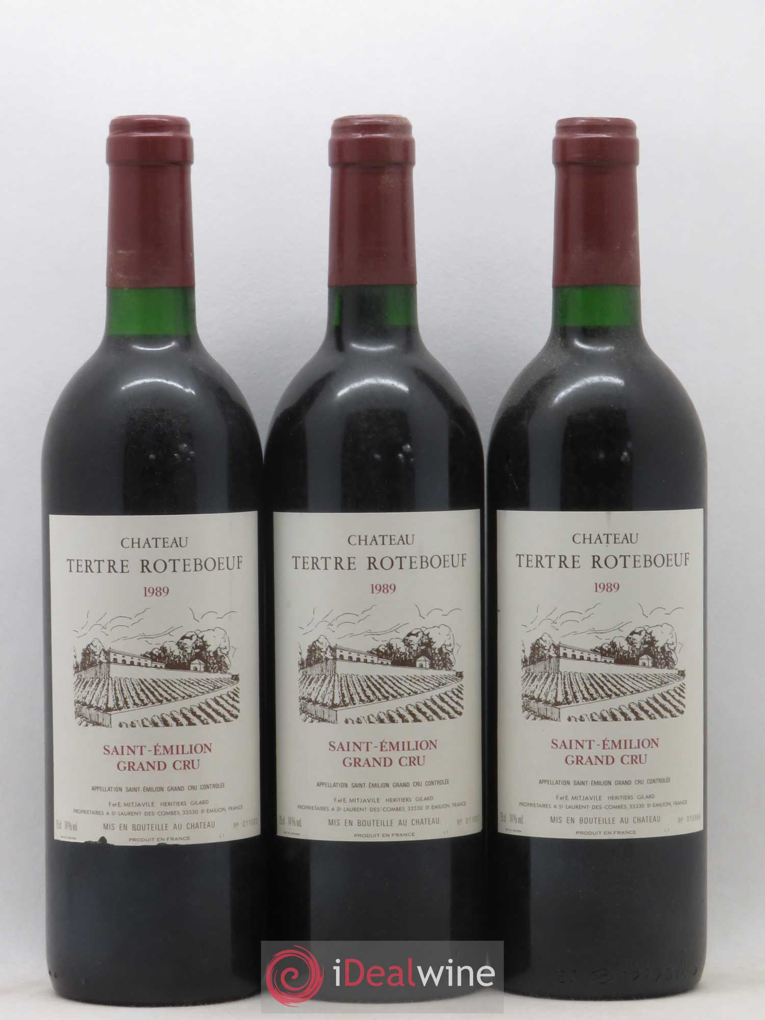 Château Tertre Roteboeuf 1989 - Lot de 3 bouteilles - 0