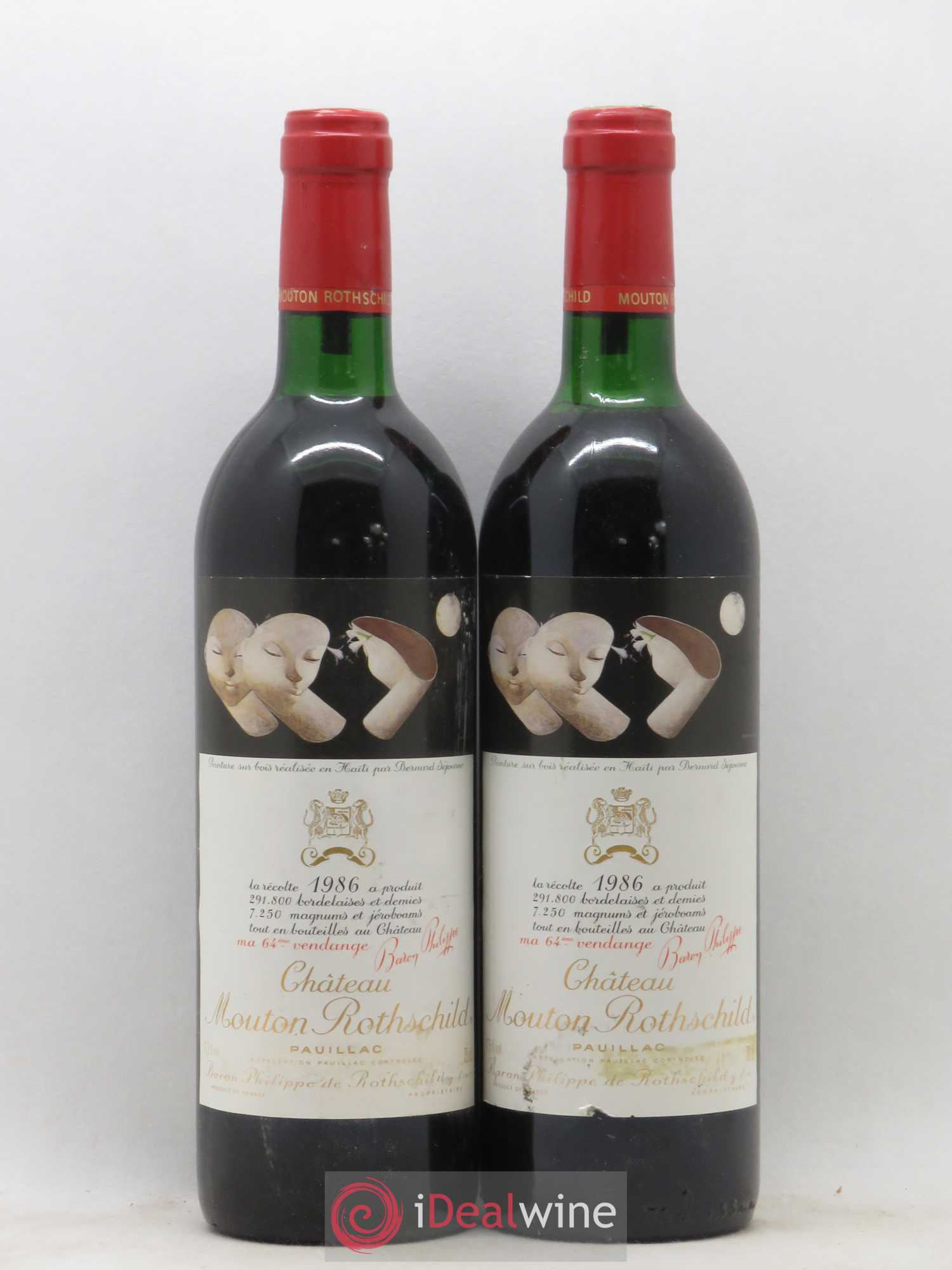 Château Mouton Rothschild 1er Grand Cru Classé 1986 - Lot de 2 bouteilles - 0