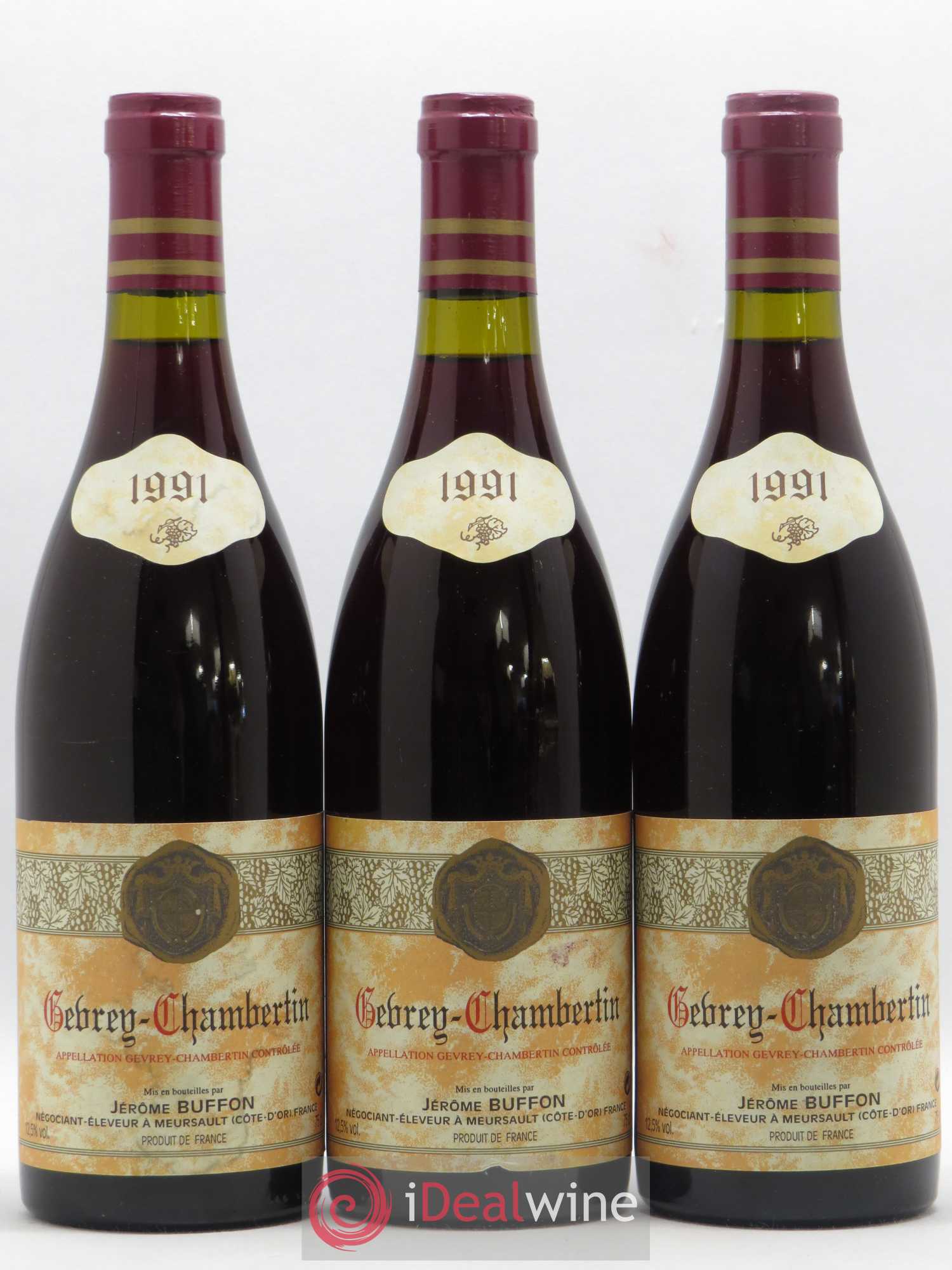 Gevrey-Chambertin Jerôme Buffon 1991 - Lot de 3 bouteilles - 0