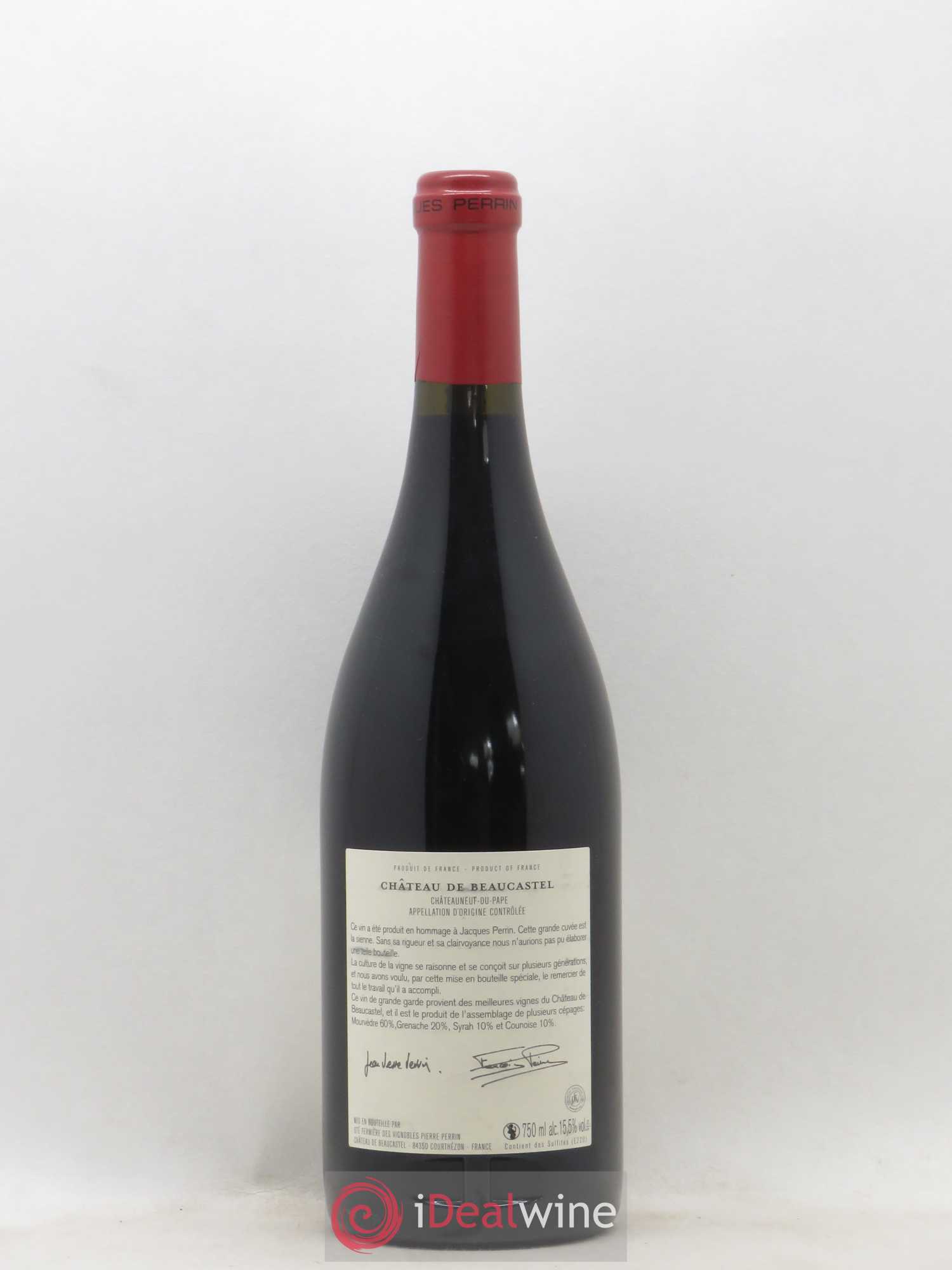 Châteauneuf-du-Pape Château de Beaucastel Hommage à Jacques Perrin Famille Perrin 2012 - Lot de 1 bouteille - 1