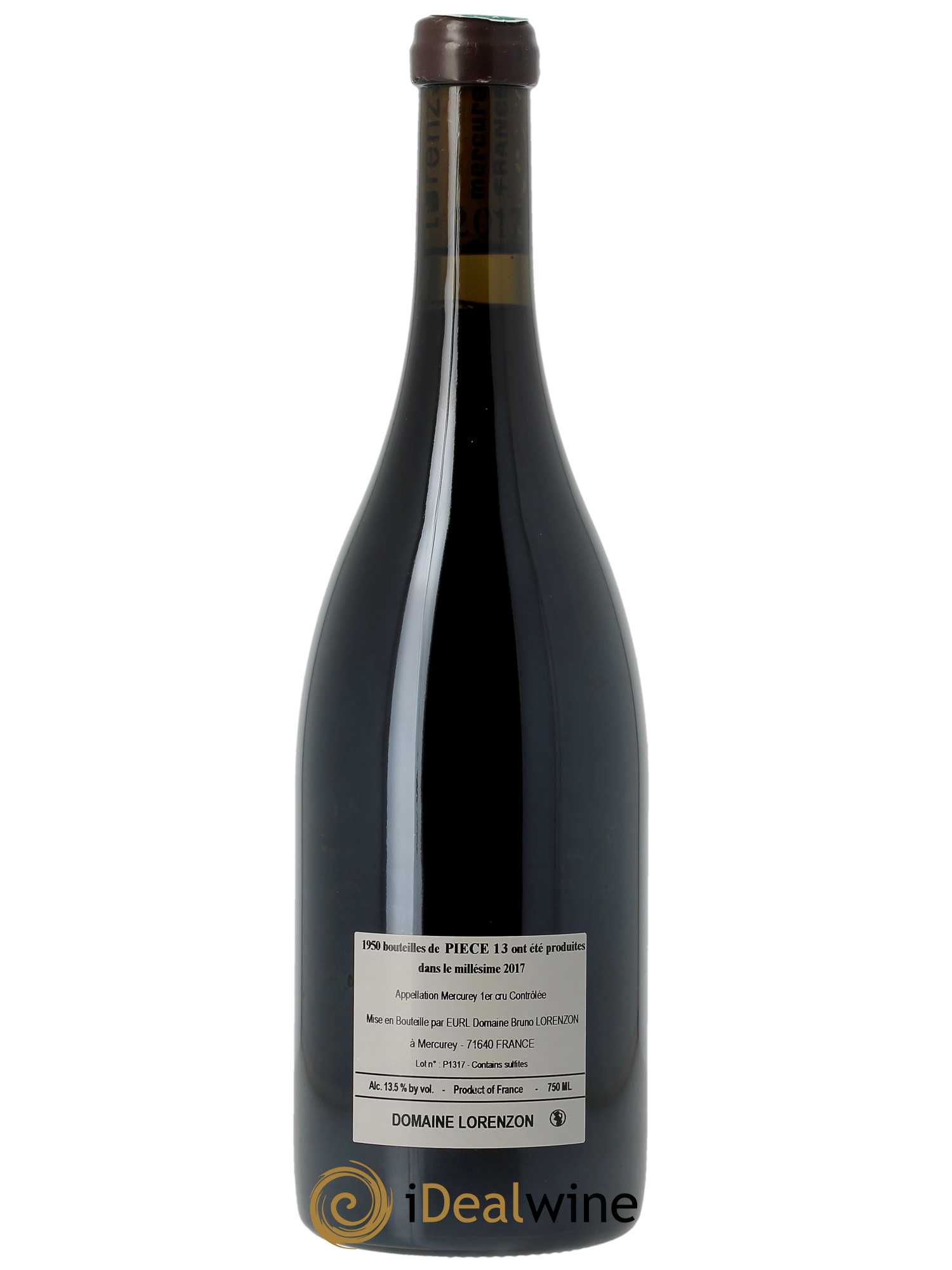 Mercurey 1er Cru Pièce 13 Bruno Lorenzon 2017 - Lot de 1 bouteille - 1