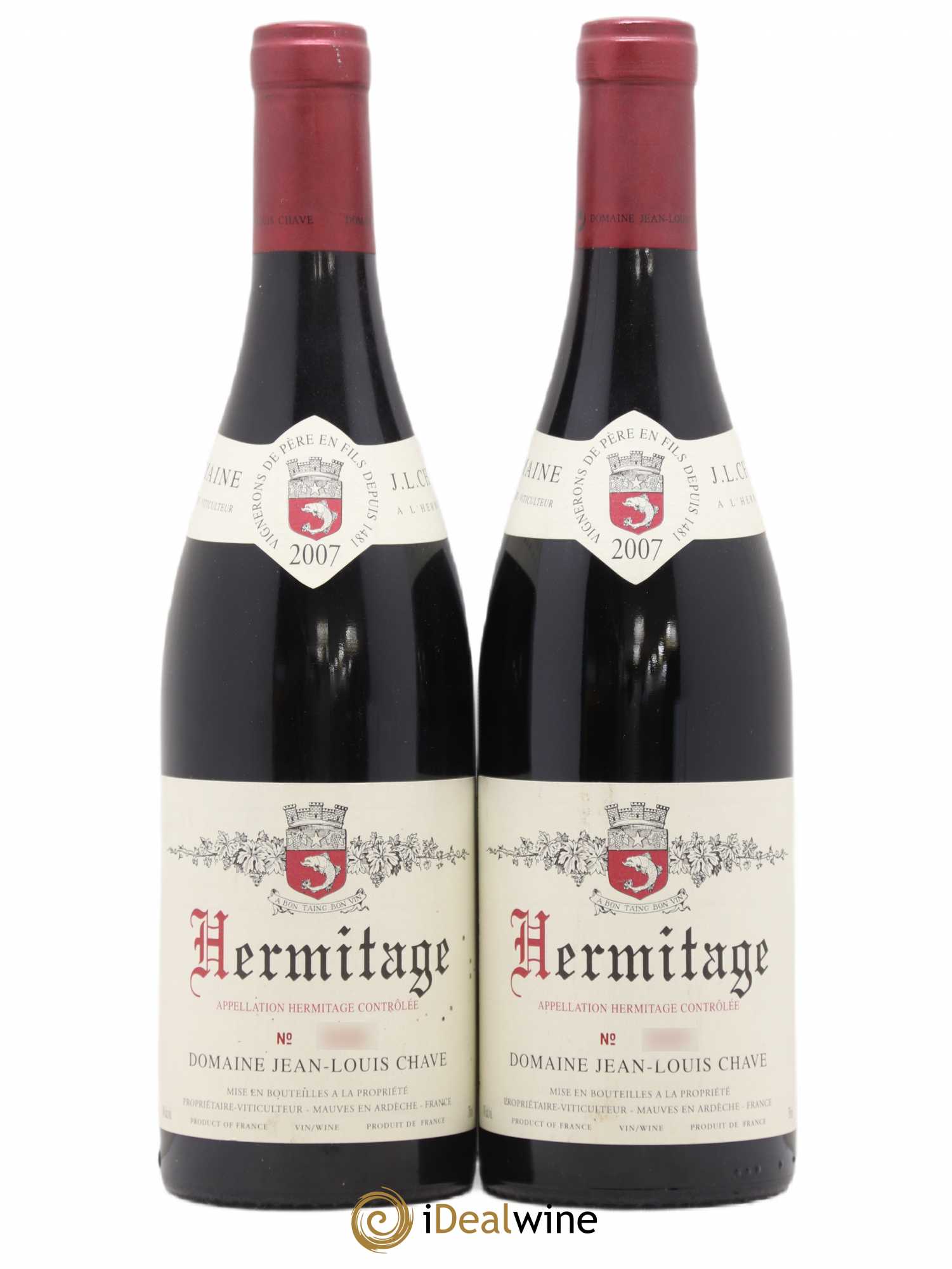 Hermitage Jean-Louis Chave 2007 - Lot of 2 bottles - 0