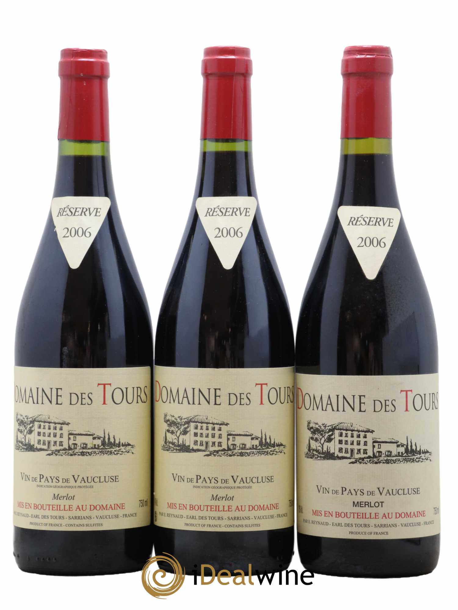 Vaucluse Domaine des Tours Merlot Emmanuel Reynaud 2006 - Lot de 3 bouteilles - 0