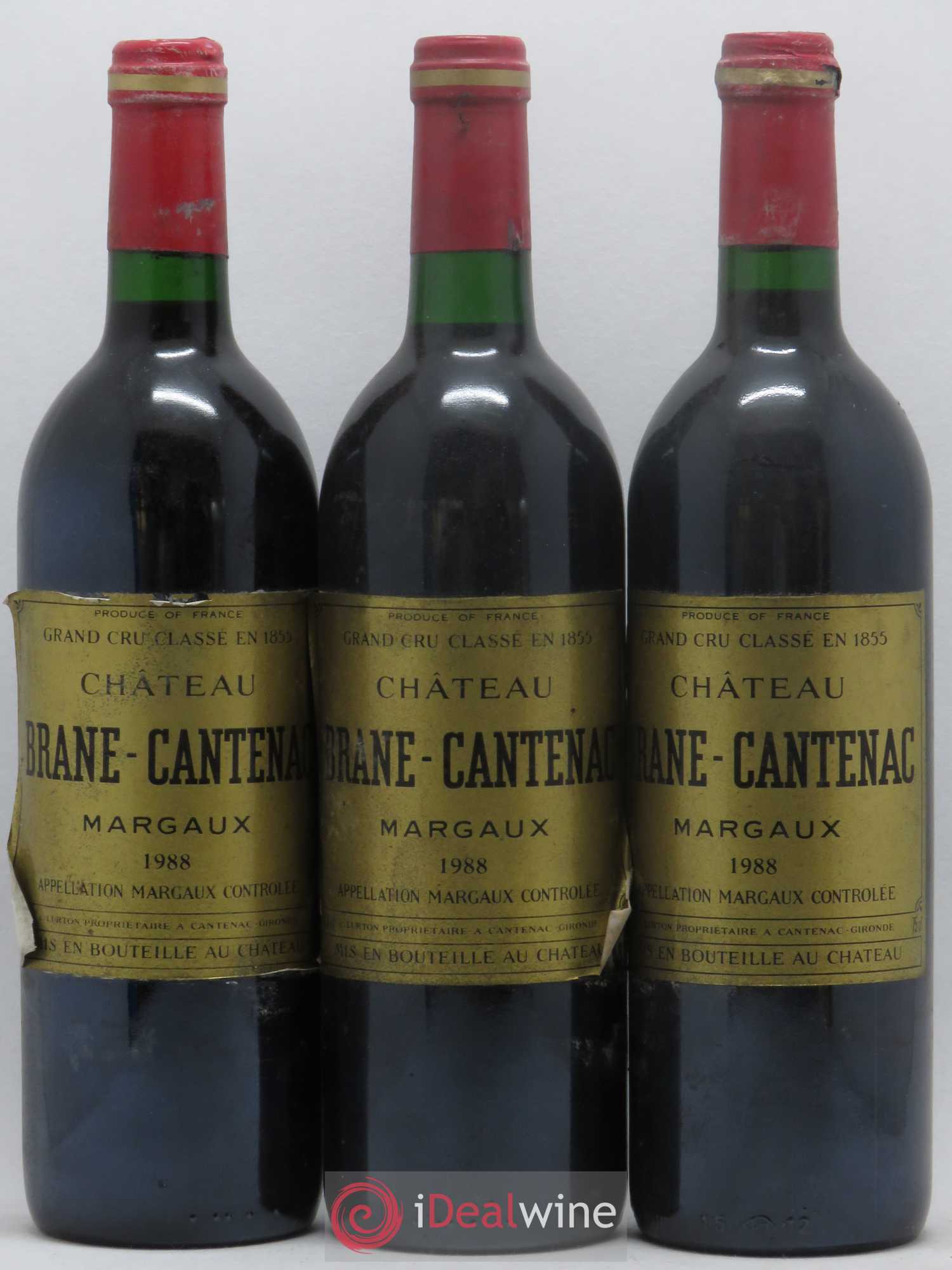 Château Brane Cantenac 2ème Grand Cru Classé 1988 - Lot de 3 bouteilles - 0