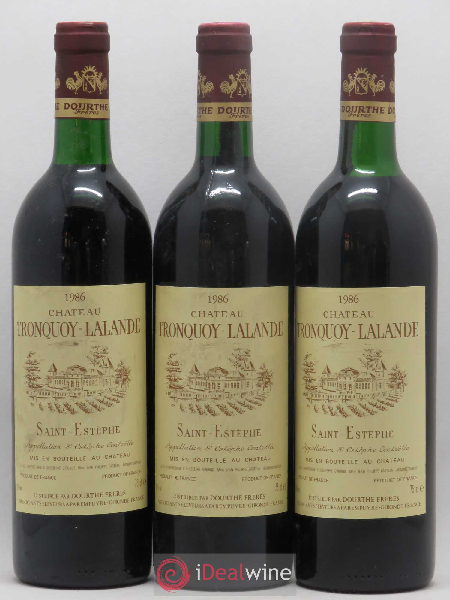 Château Tronquoy Lalande 1986 - Lot de 3 bouteilles - 0