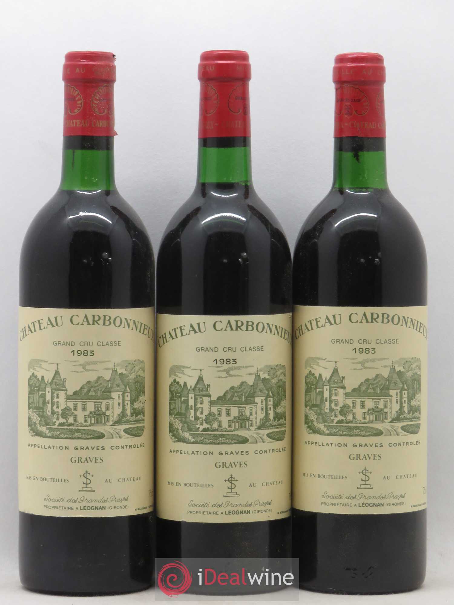 Château Carbonnieux Cru Classé de Graves 1983 - Lot de 3 bouteilles - 0