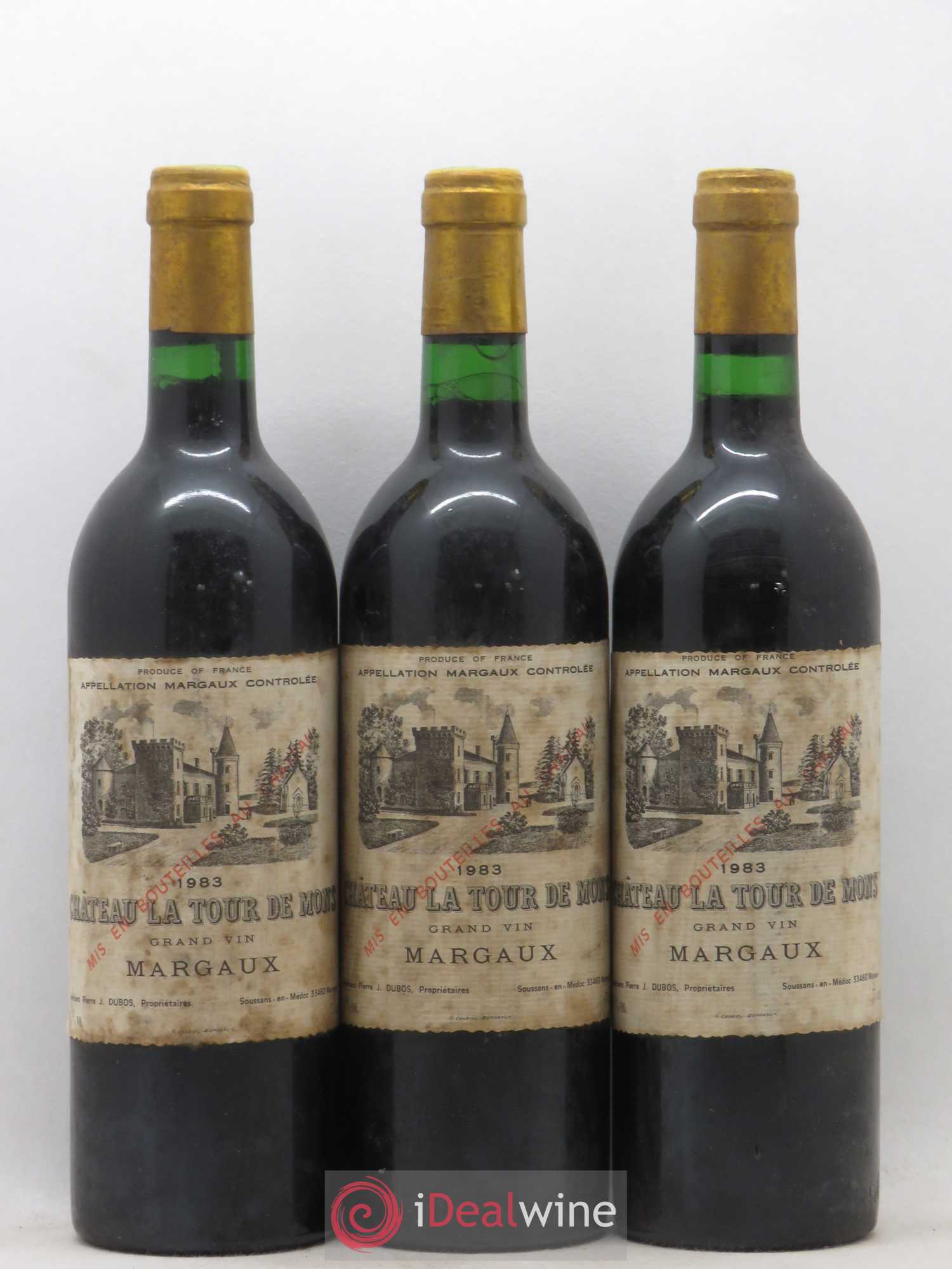 Château la Tour de Mons Cru Bourgeois 1983 - Lot de 3 bouteilles - 0