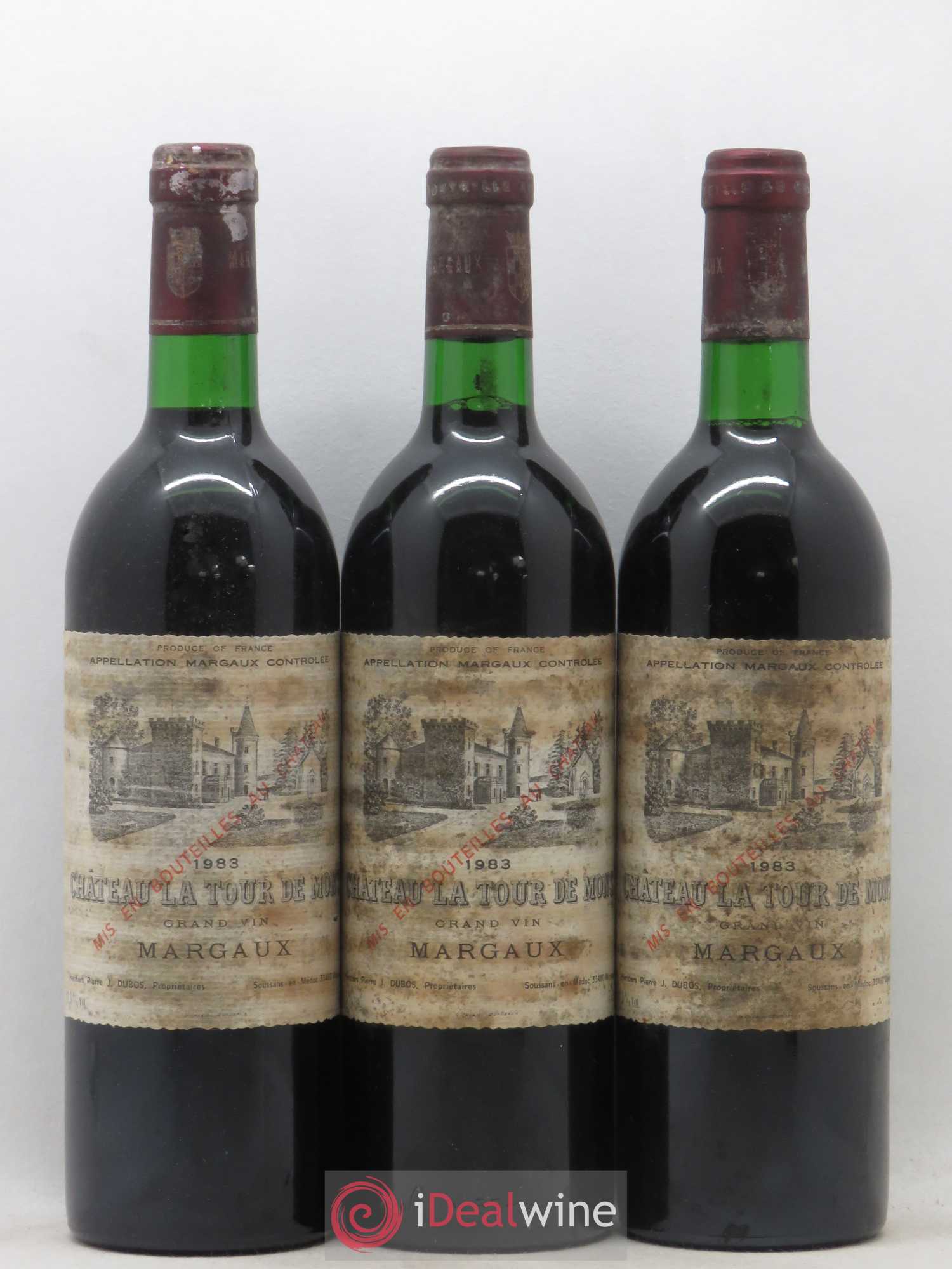 Château la Tour de Mons Cru Bourgeois 1983 - Lot de 3 bouteilles - 0