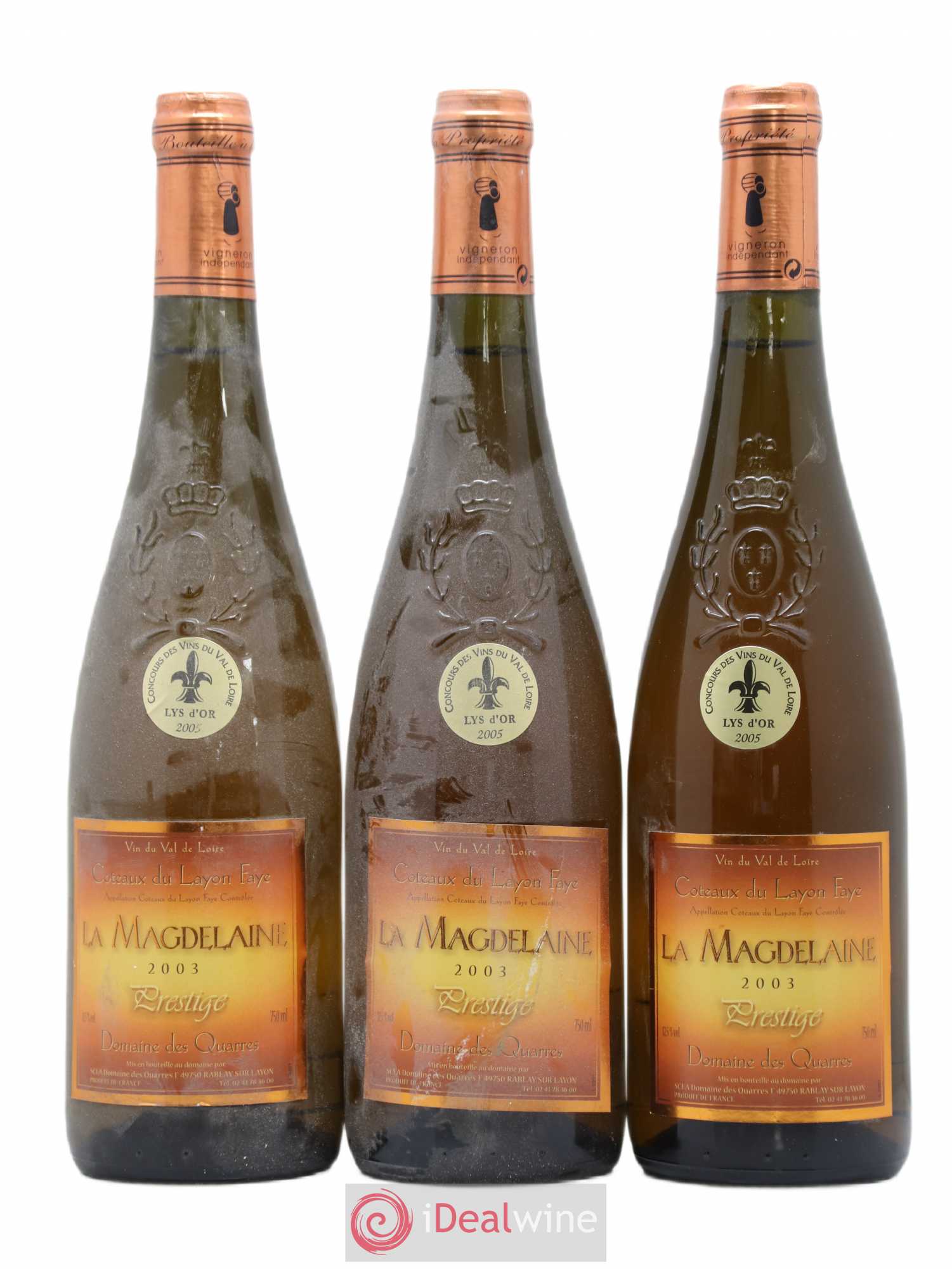 Coteaux du Layon La Magdelaine Prestige domaine des Quarres 2003 - Lotto di 3 bottiglie - 0