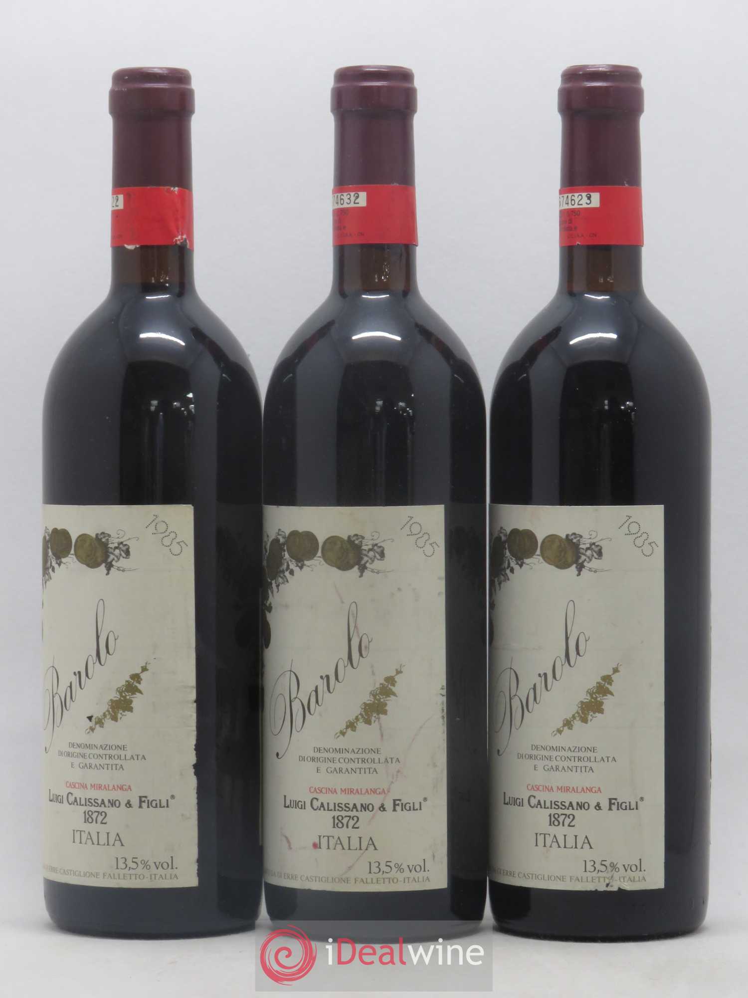 Barolo Luigi Calissano 1985 - Lot de 3 bouteilles - 1