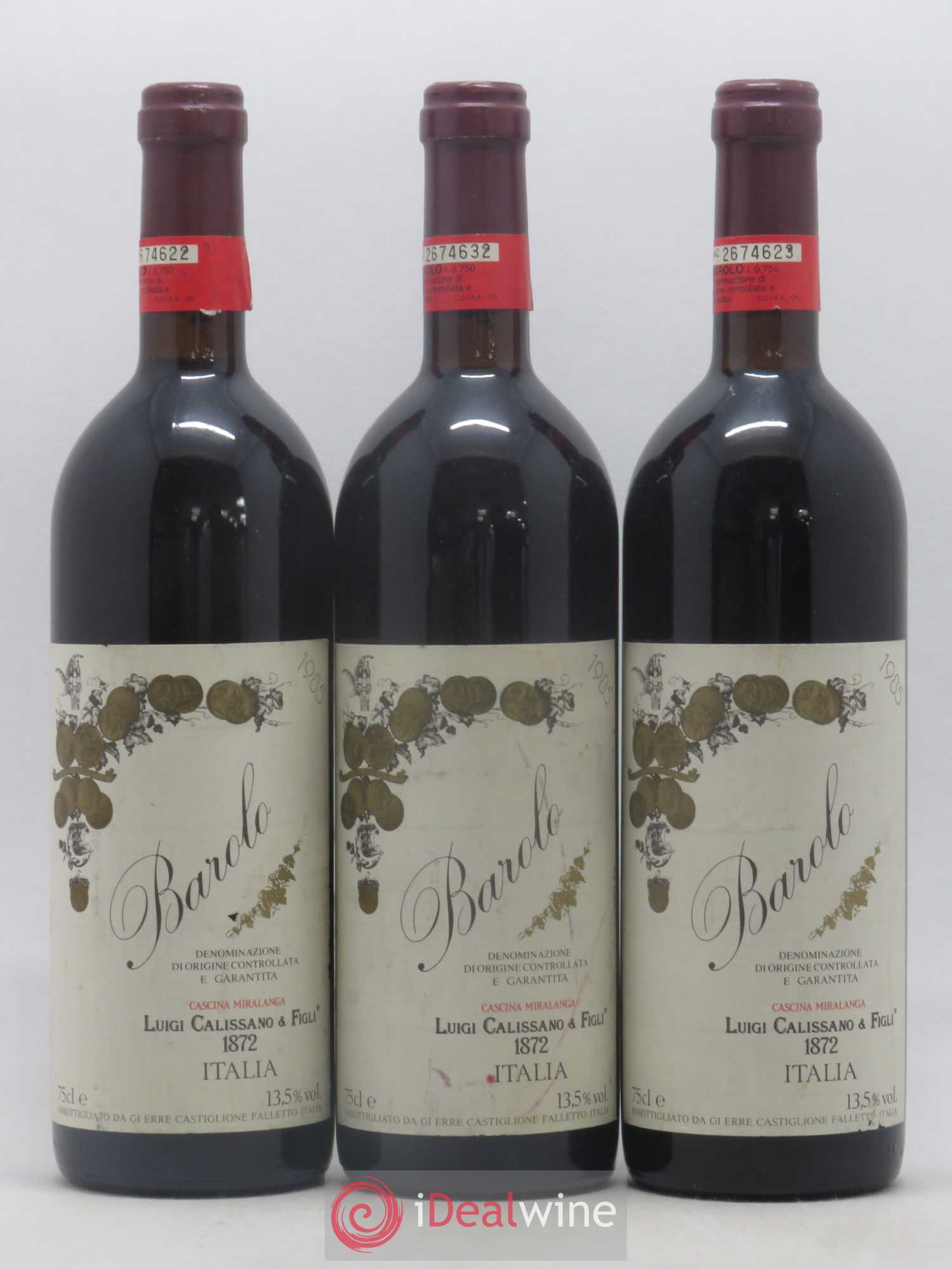 Barolo Luigi Calissano 1985 - Lot de 3 bouteilles - 0