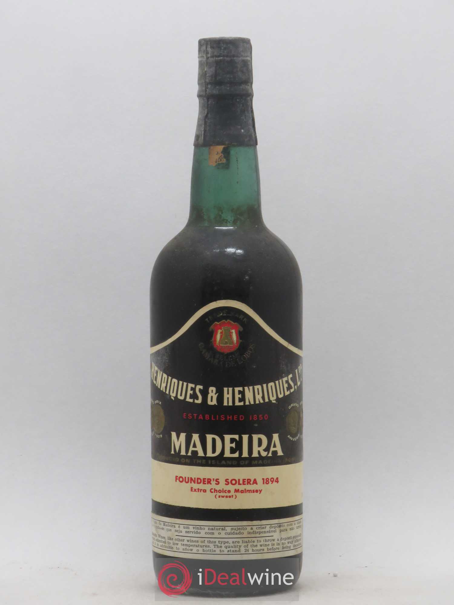 Madère Rounder s Verdelho Henriques et Henriques Solera Extra Choice Malmsey 1894 - Posten von 1 Flasche - 0
