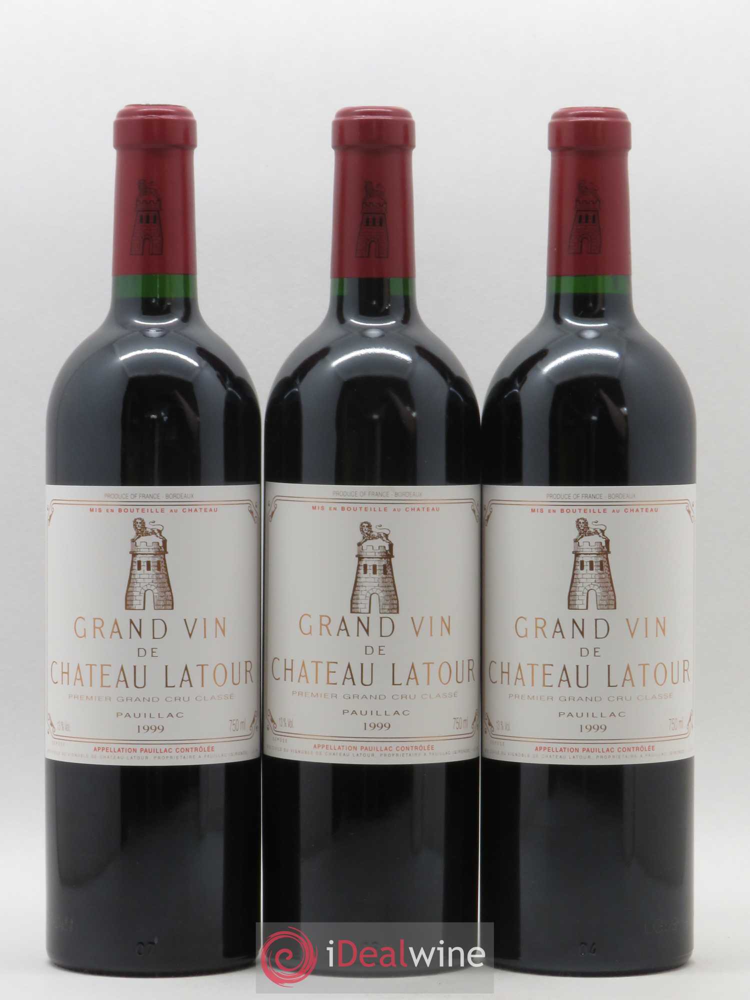 Château Latour 1er Grand Cru Classé 1999 - Lot de 3 bouteilles - 0