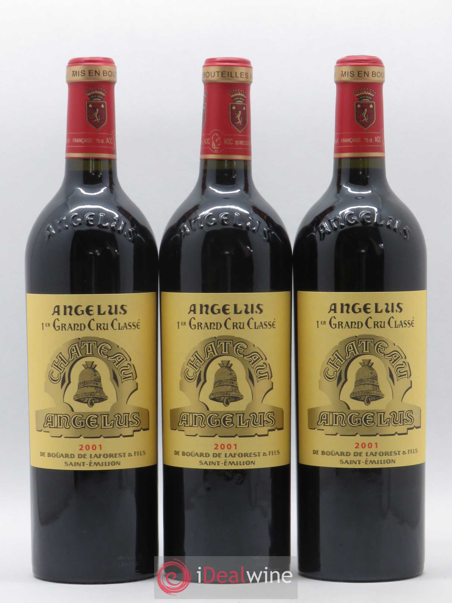 Château Angélus 1er Grand Cru Classé A 2001 - Lot de 3 bouteilles - 0