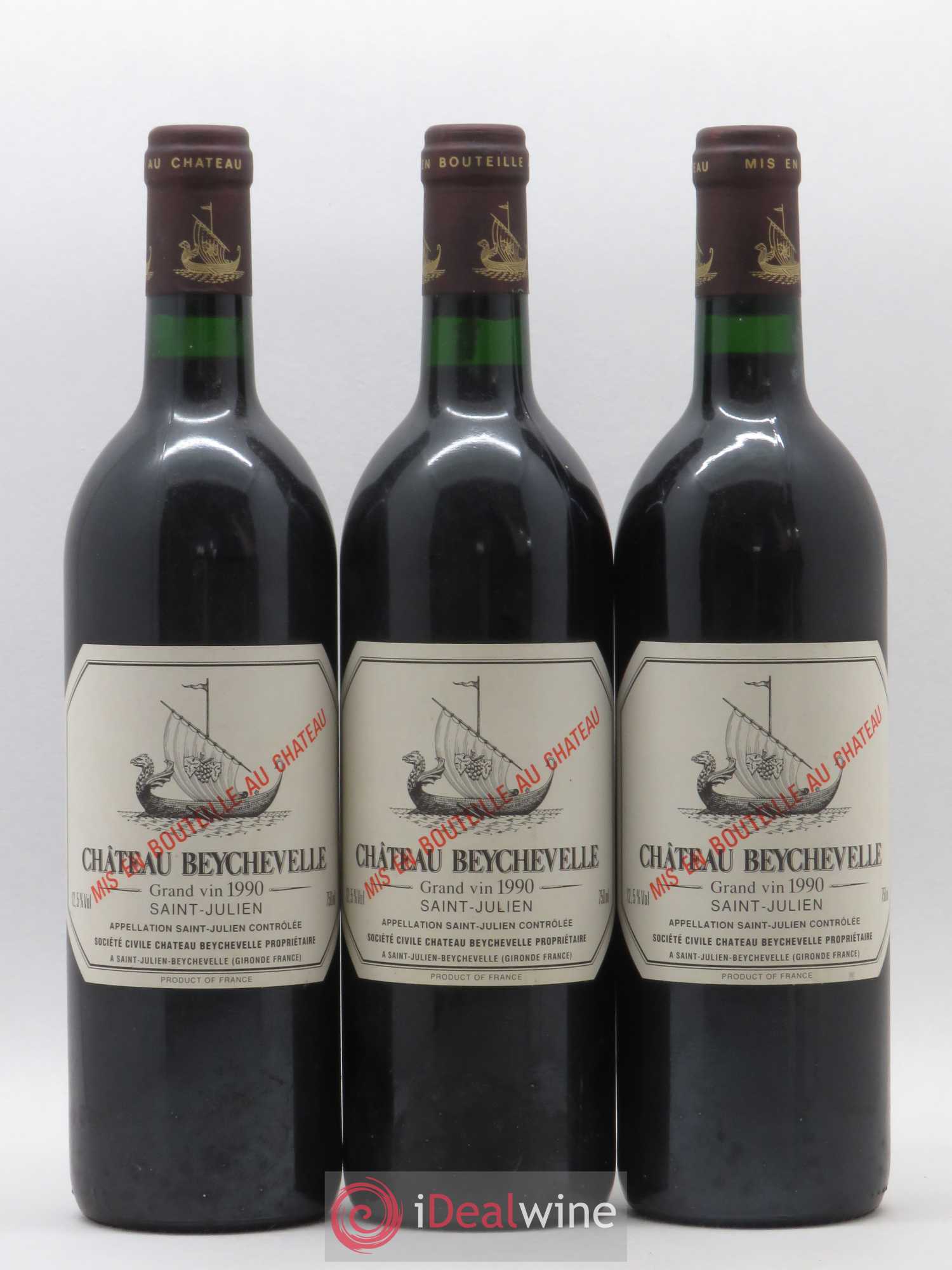 Château Beychevelle 4ème Grand Cru Classé 1990 - Lot de 3 bouteilles - 0