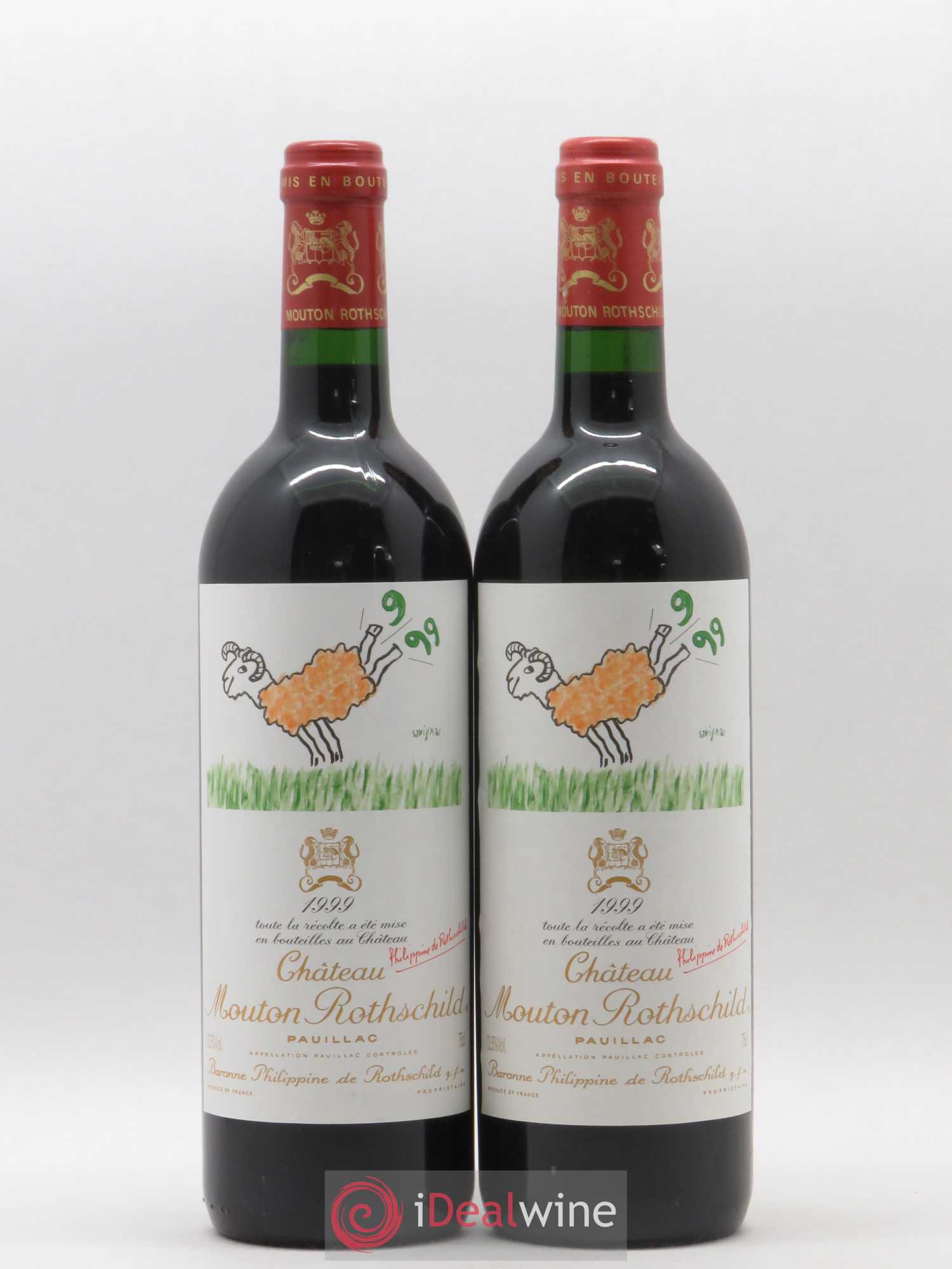 Château Mouton Rothschild 1er Grand Cru Classé 1999 - Lot de 2 bouteilles - 0