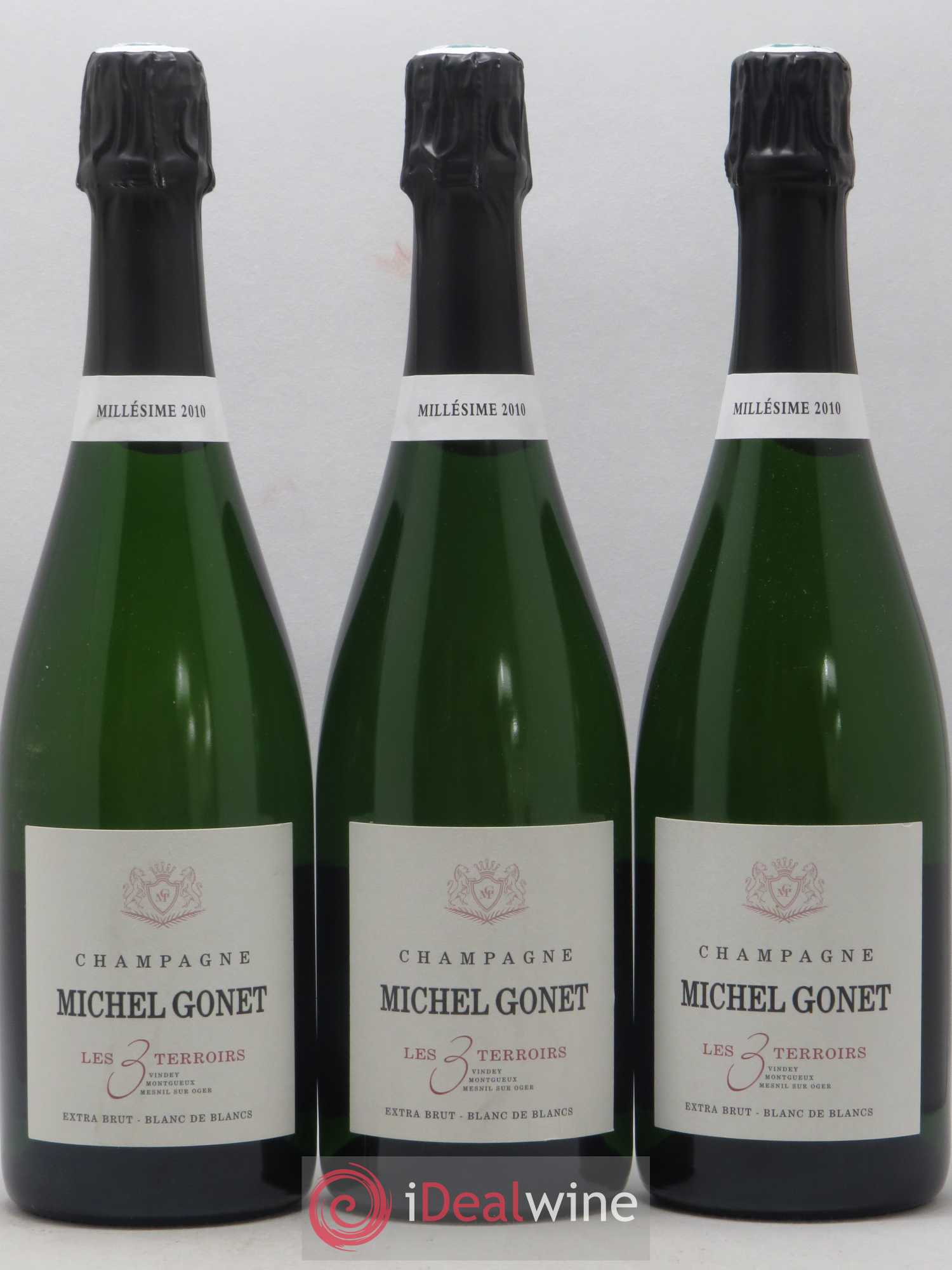 Champagne Grand Cru Les 3 Terroirs Extra Brut Michel Gonet Blanc de Blancs 2010 - Posten von 3 Flaschen - 0