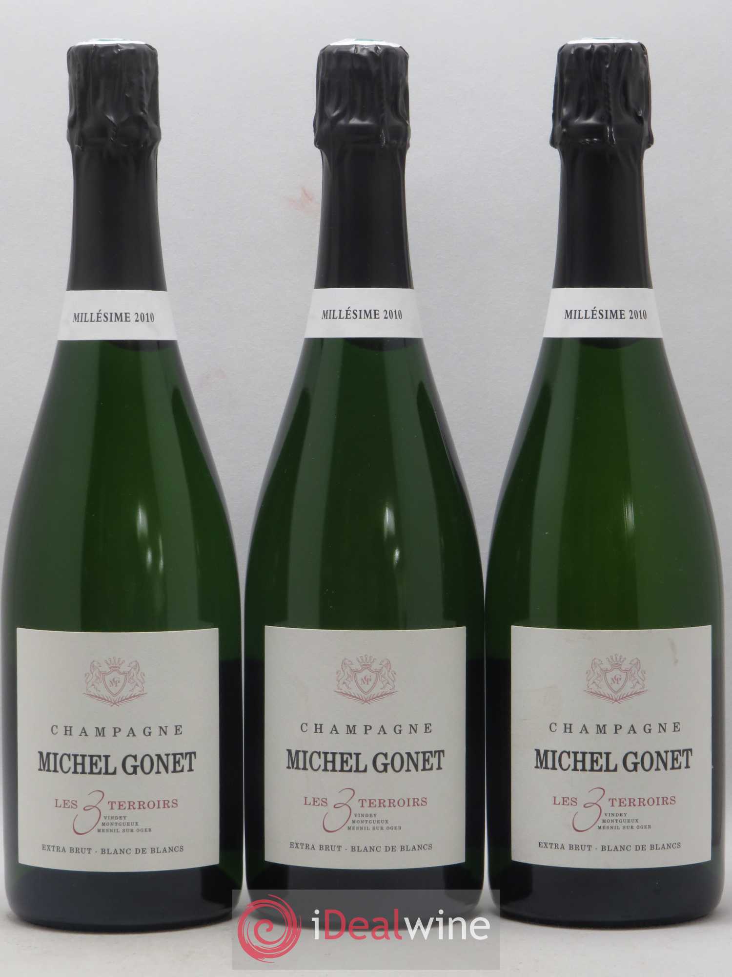 Champagne Grand Cru Les 3 Terroirs Extra Brut Michel Gonet Blanc de blancs 2010 - Posten von 3 Flaschen - 0