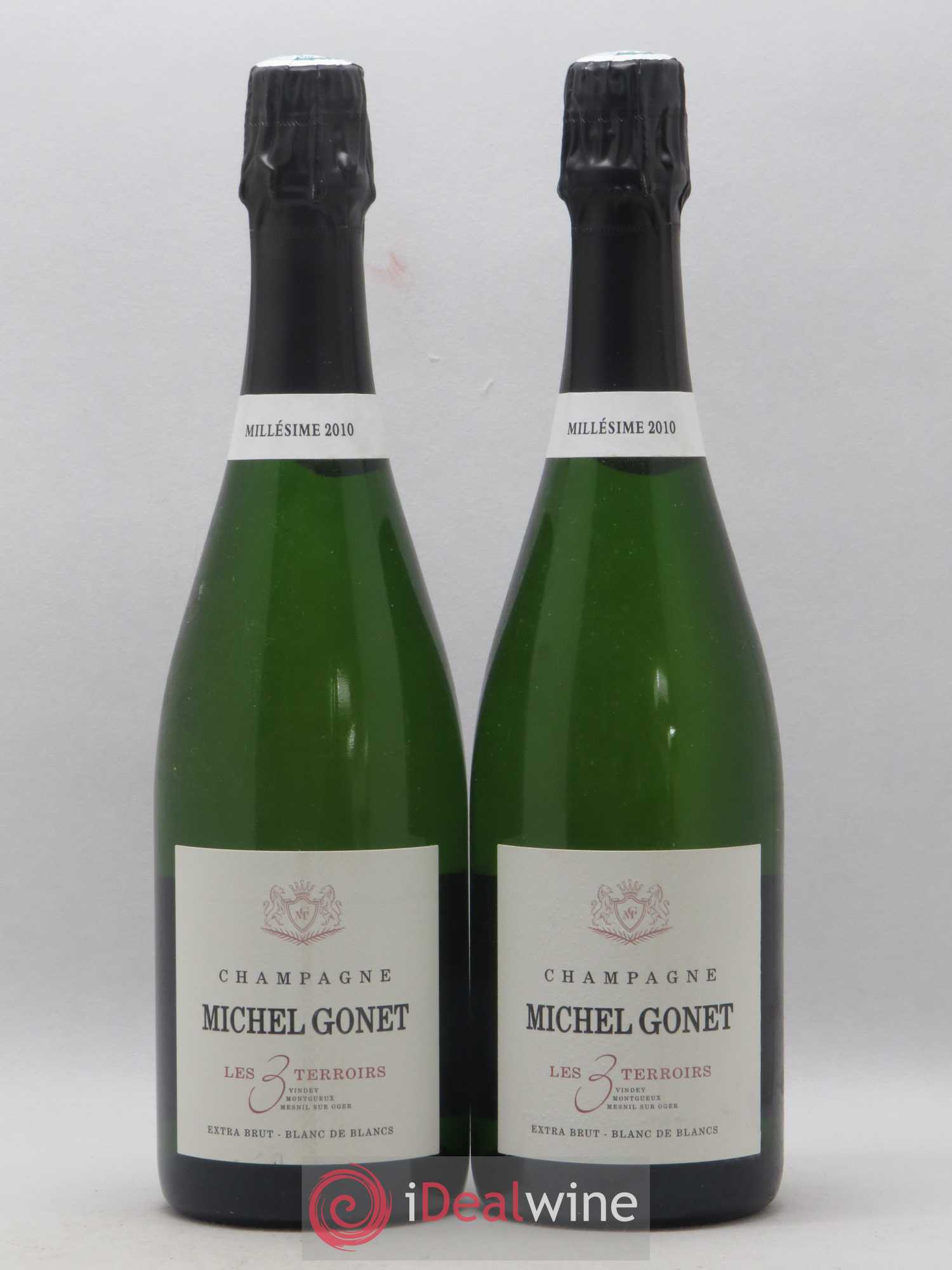 Champagne Grand Cru Les 3 Terroirs Extra Brut Michel Gonet Blanc de blancs 2010 - Posten von 2 Flaschen - 0