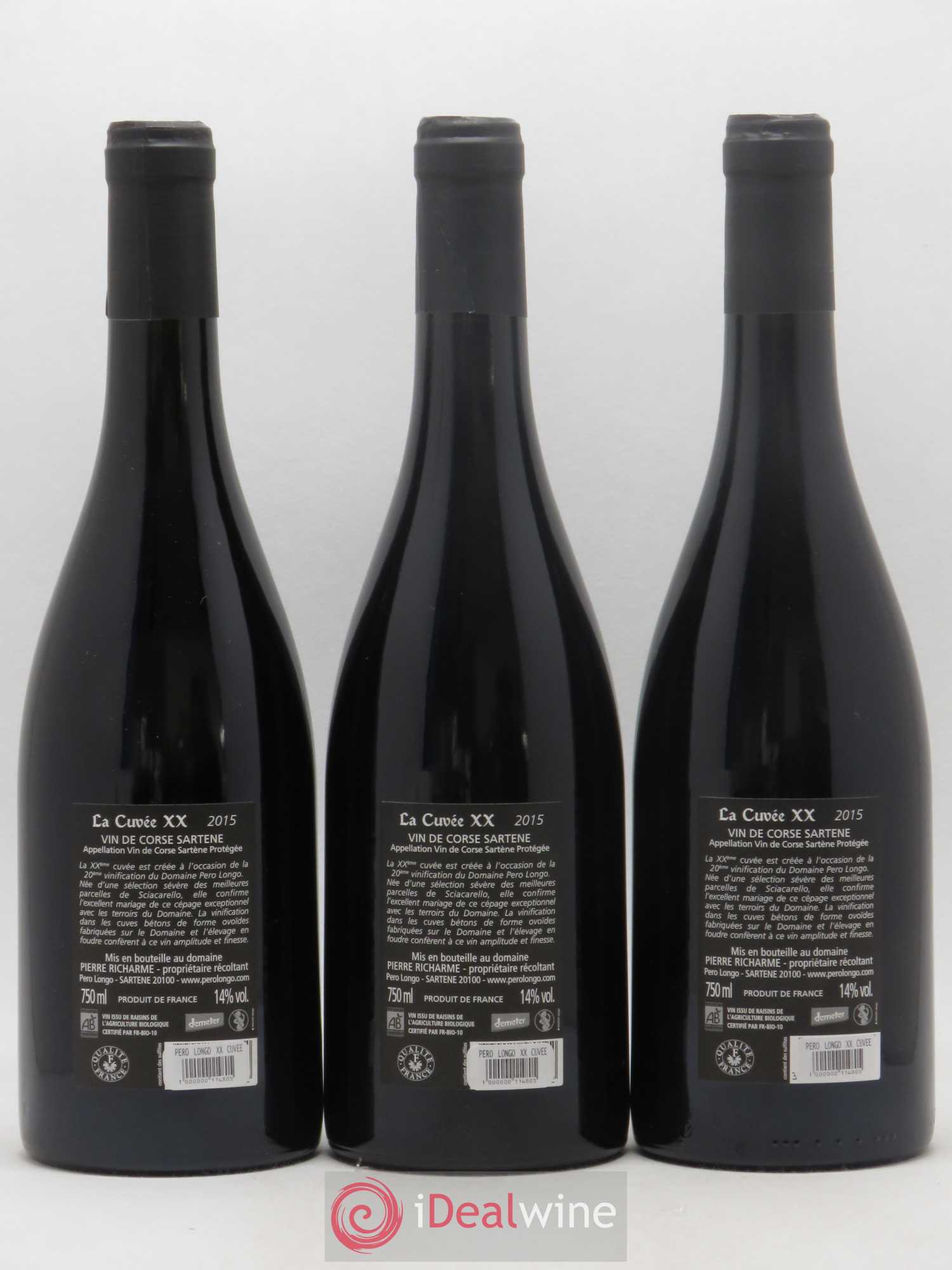 Vin de Corse Sartene La cuvée XX Pero Longo (Domaine) 2015 - Lot de 3 bouteilles - 1