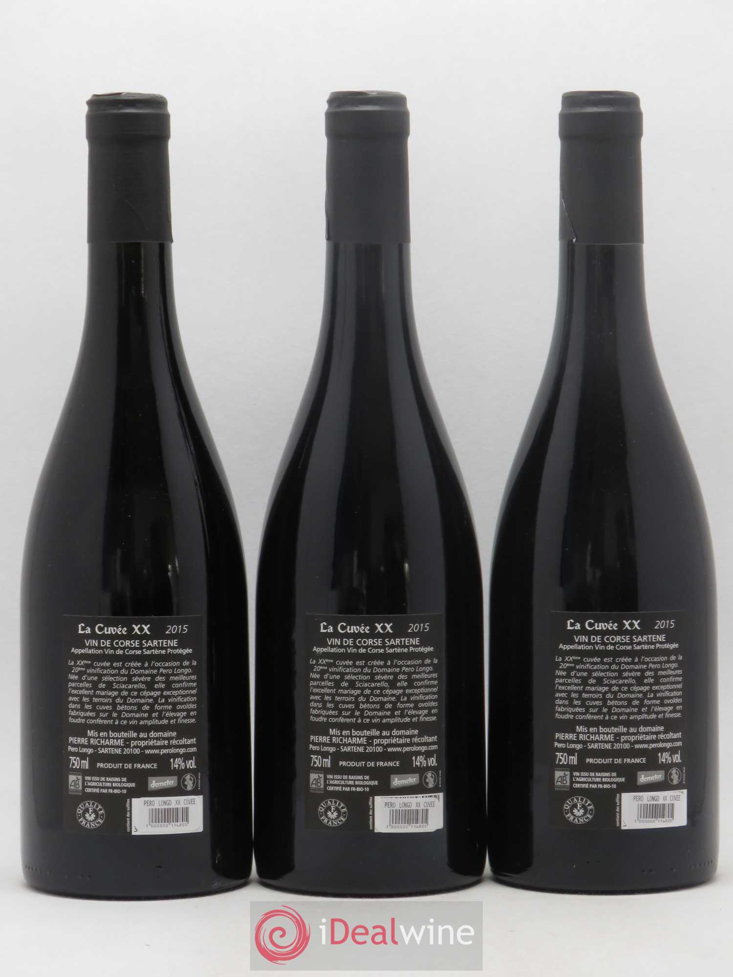 Vin de Corse Sartene La cuvée XX Pero Longo (Domaine) 2015 - Lot de 3 bouteilles - 1