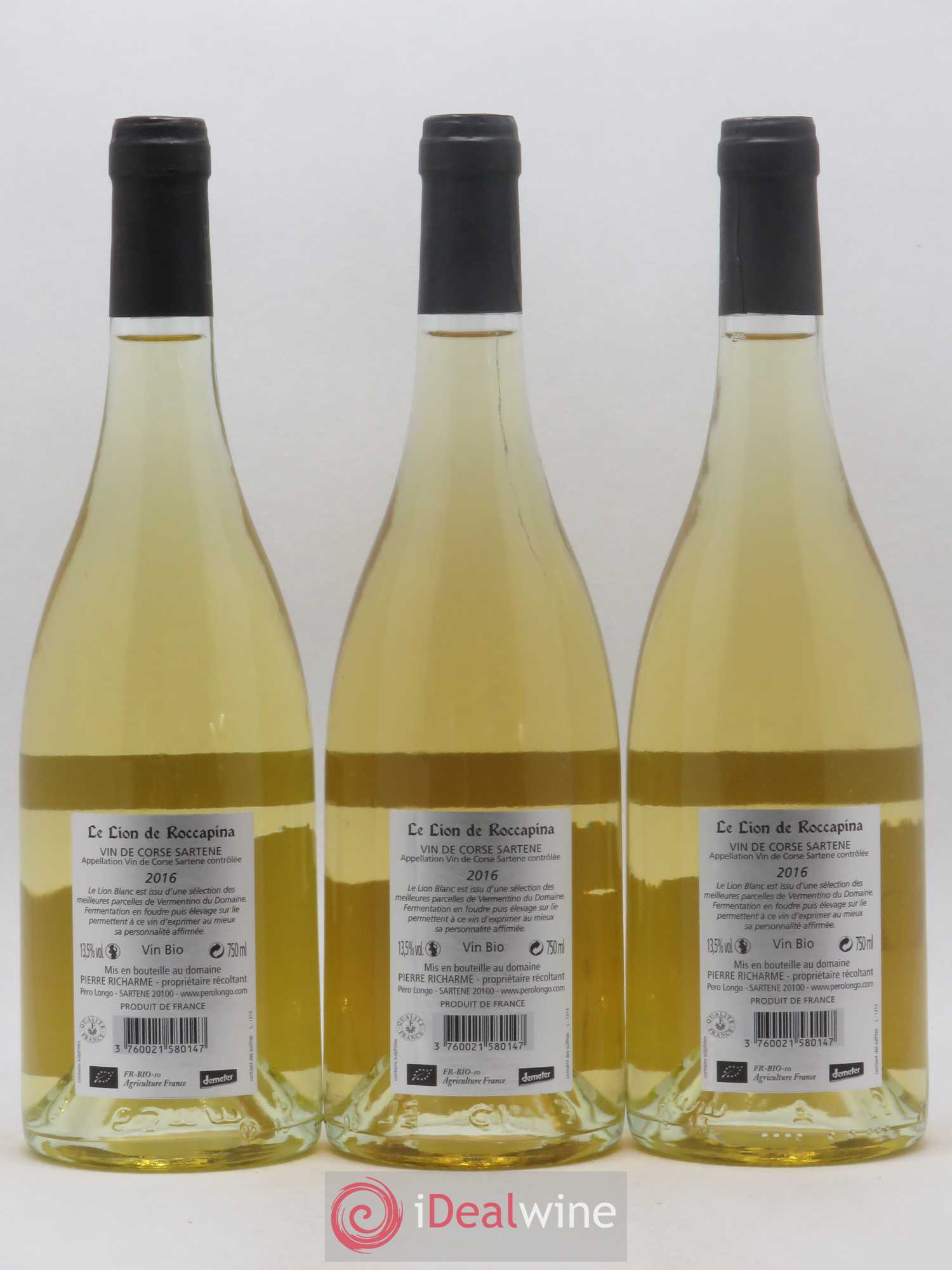 Vin de Corse Sartene Le Lion de Roccapina Pero Longo (Domaine) 2016 - Lot de 3 bouteilles - 1