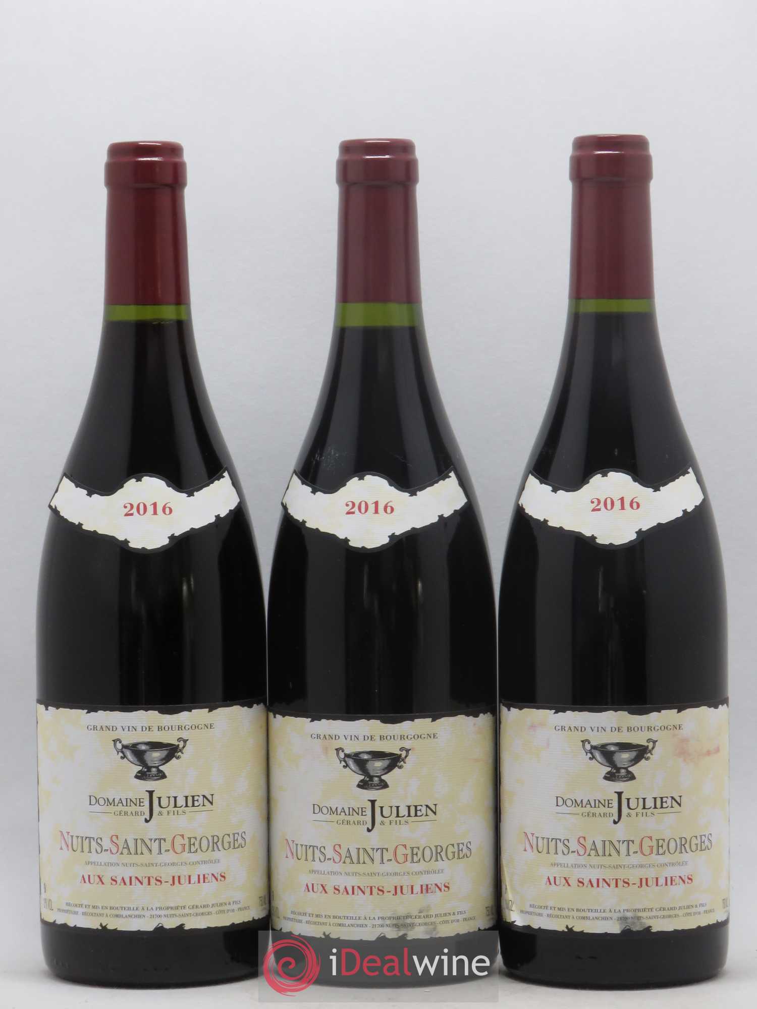 Nuits-Saint-Georges Aux Saint-Julien Domaine Gerard Julien et Fils 2016 - Posten von 3 Flaschen - 0