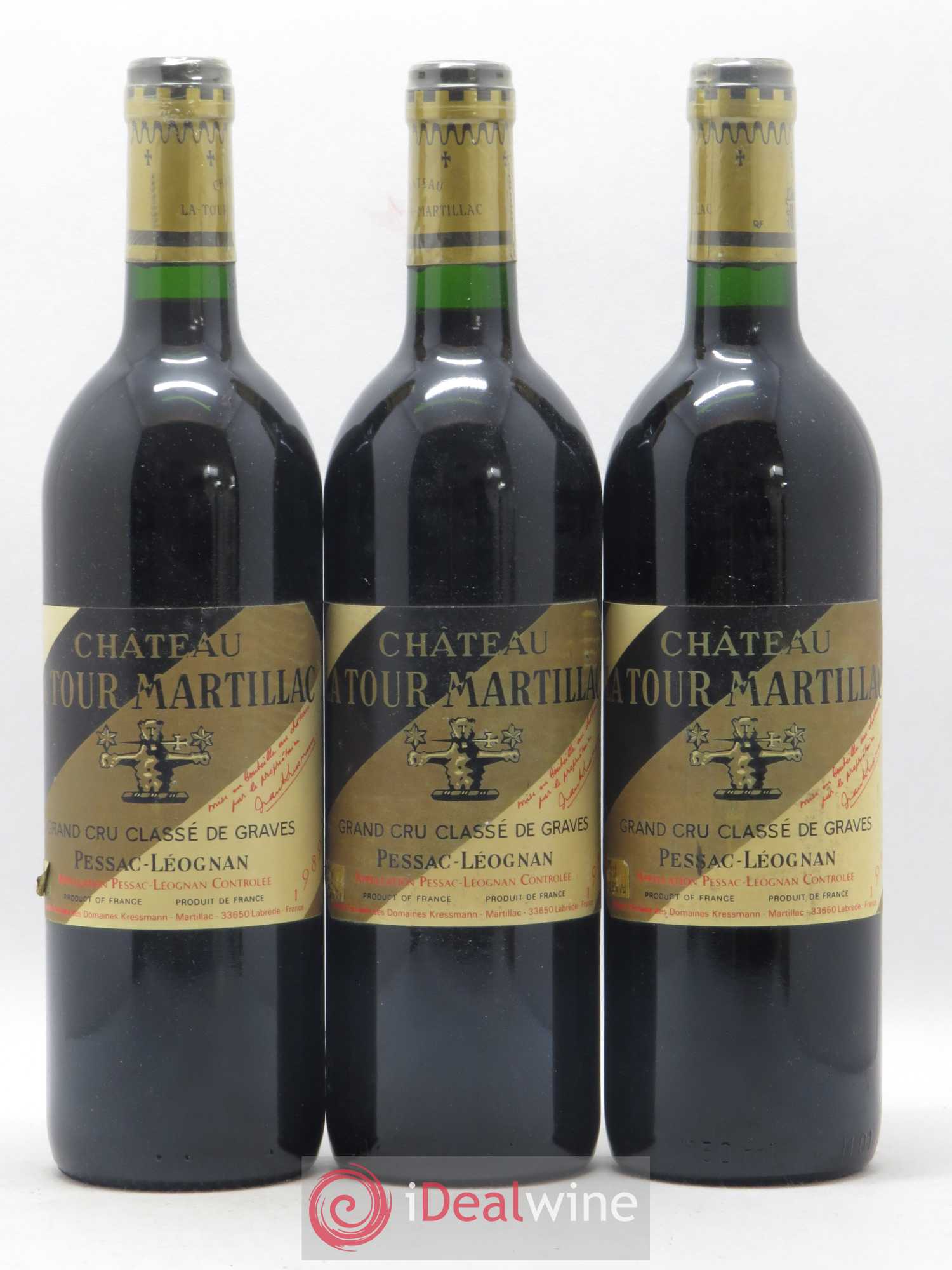 Château Latour-Martillac Cru Classé de Graves 1989 - Lot de 3 bouteilles - 0