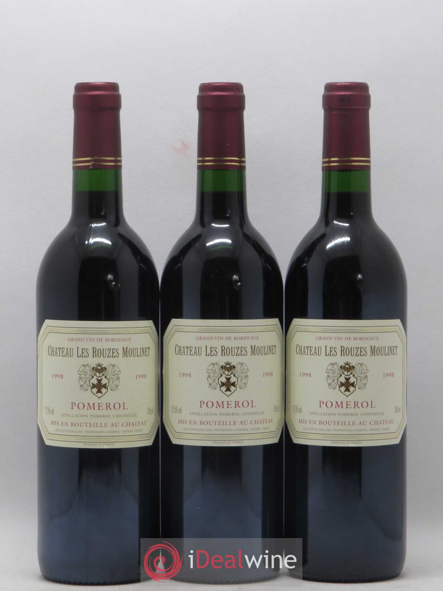 Pomerol Chateau Les Rouzes Moulinet 1998 - Lot de 12 bouteilles - 1