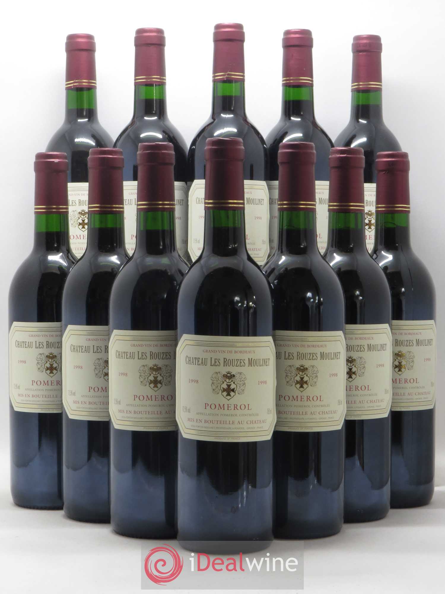 Pomerol Chateau Les Rouzes Moulinet 1998 - Lot de 12 bouteilles - 0