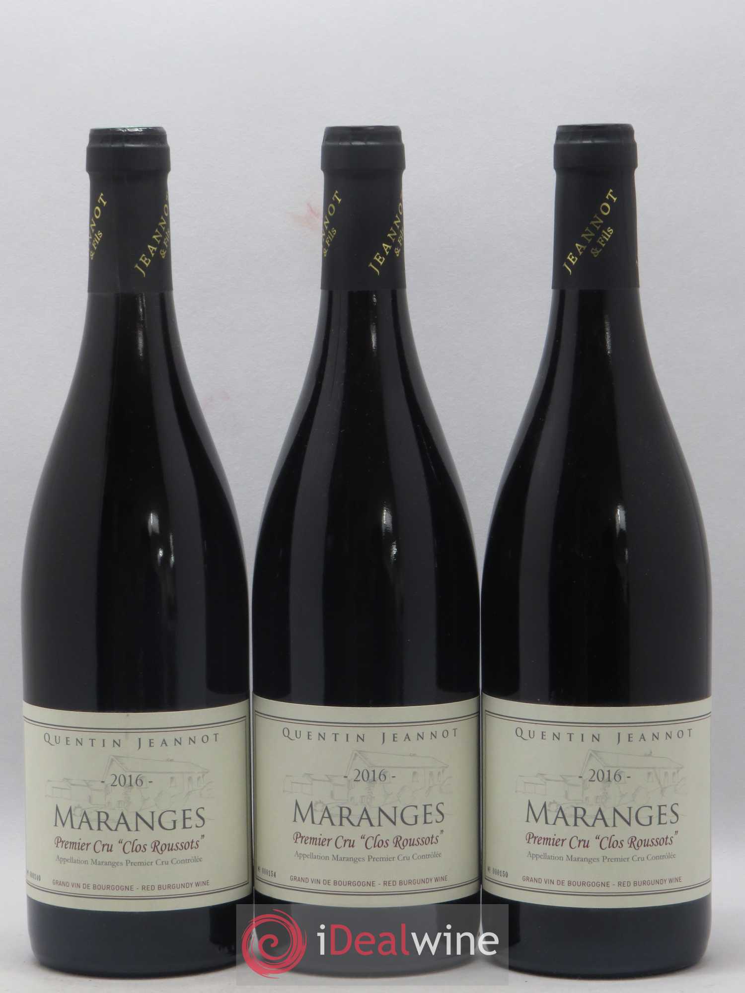 Maranges 1er Cru Clos Roussots Quentin Jeannot 2016 - Lot de 3 bouteilles - 0