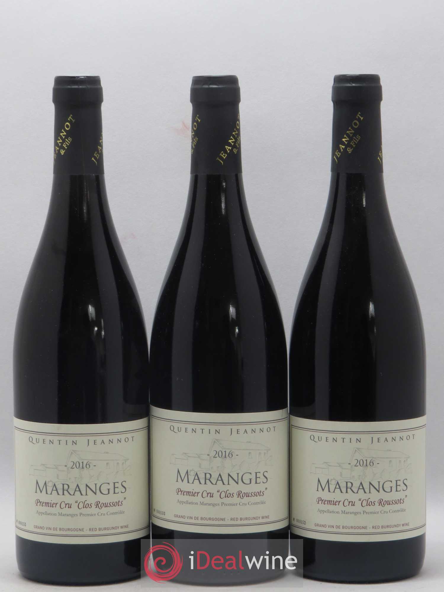 Maranges 1er Cru Clos Roussots Quentin Jeannot 2016 - Lot de 3 bouteilles - 0
